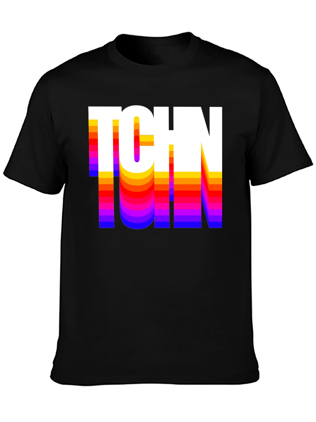 Retro TCHN Graphic Tee - Stylish Crew Neck T-Shirt
