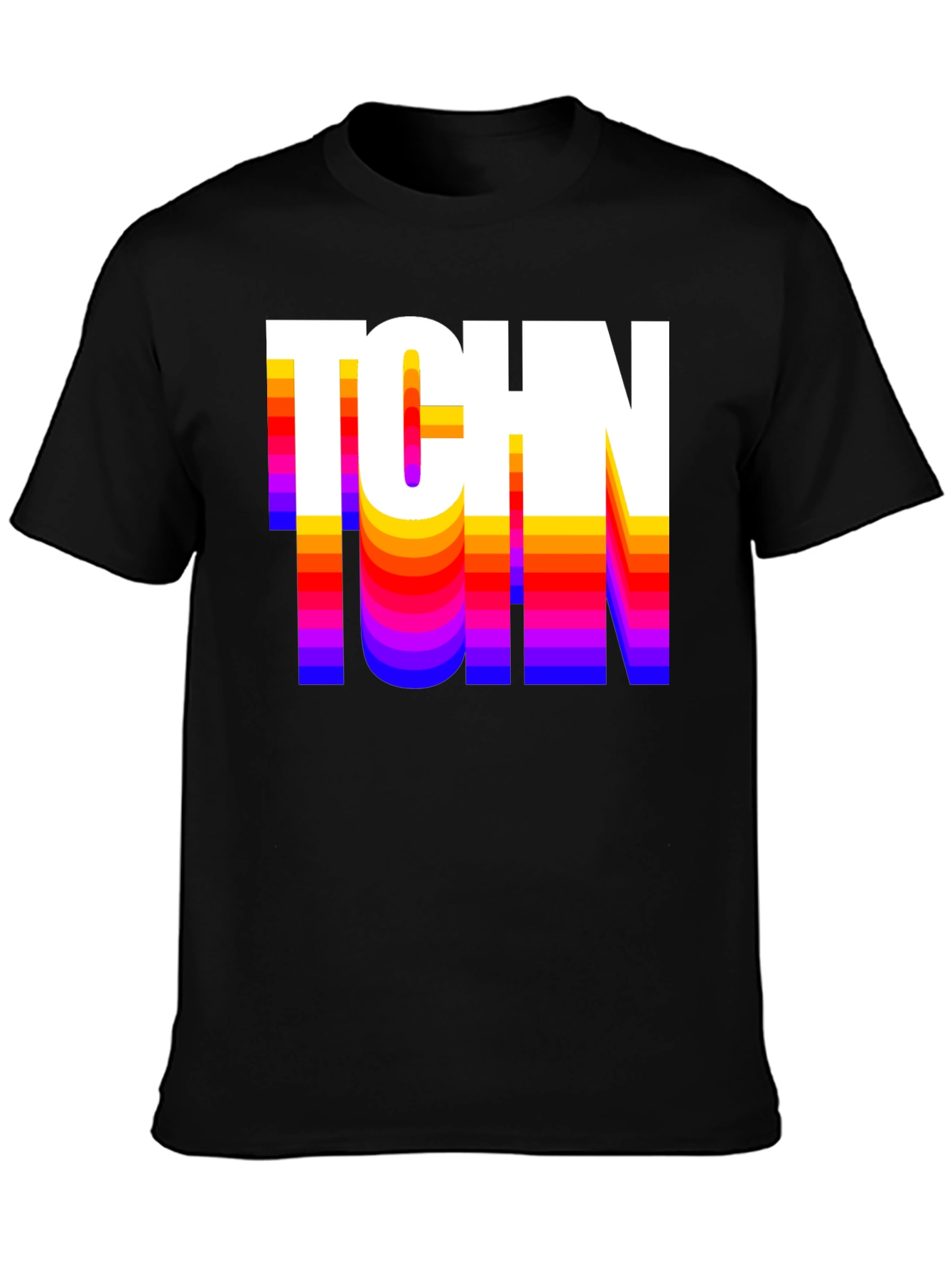 Retro TCHN Graphic Tee - Stylish Crew Neck T-Shirt