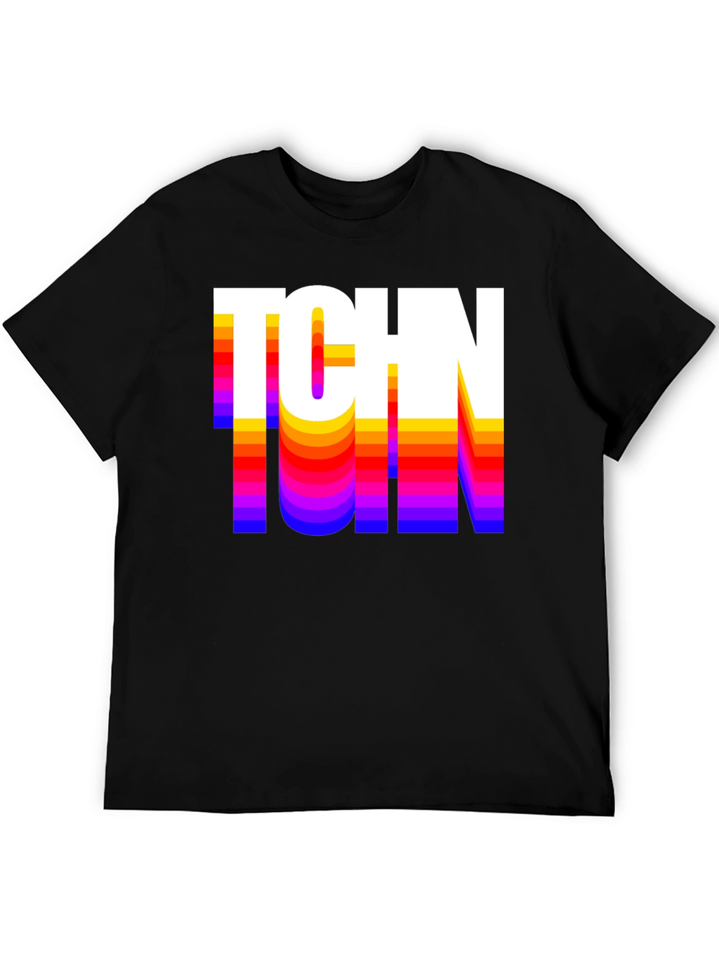 Retro TCHN Graphic Tee - Stylish Crew Neck T-Shirt