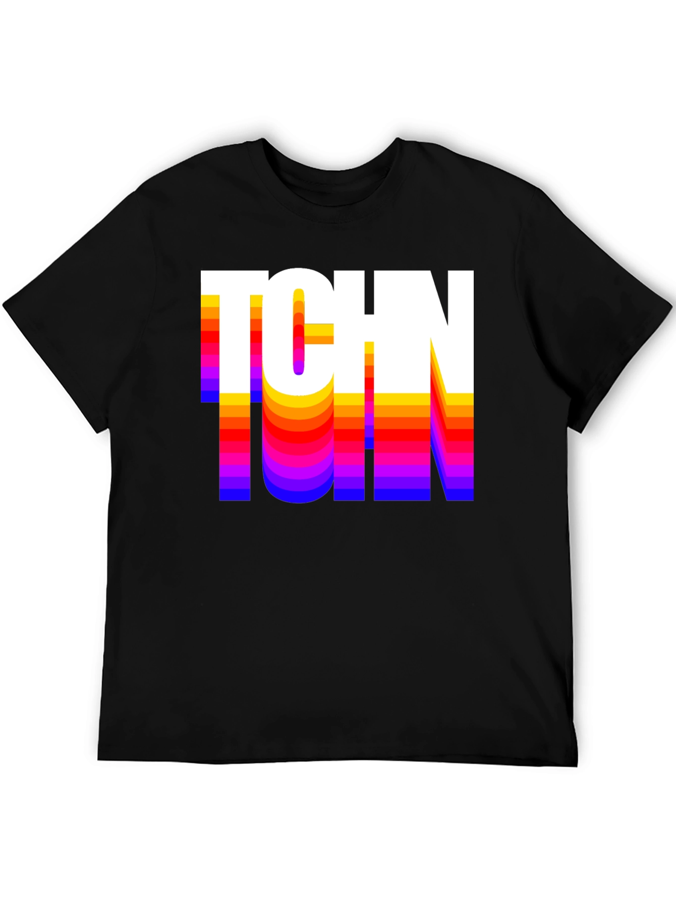 Retro TCHN Graphic Tee - Stylish Crew Neck T-Shirt