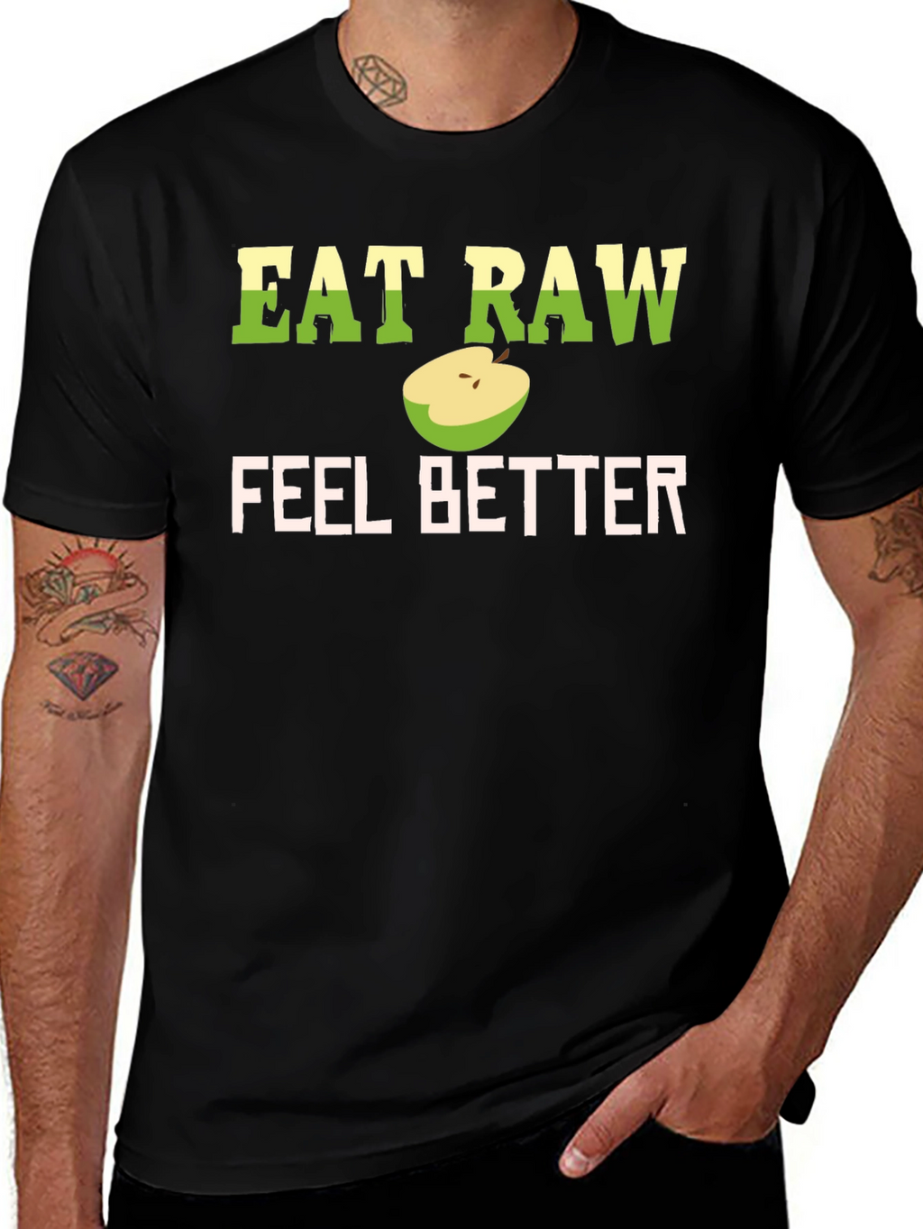 Eat Raw Feel Better T-Shirt - Black