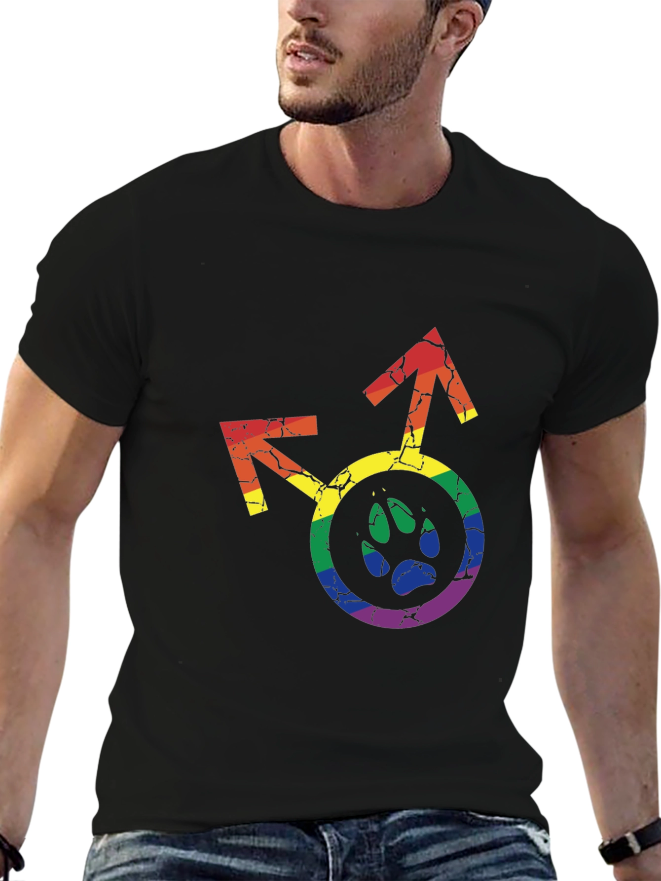 LGBTQ+ Paw Print Graphic Tee - Rainbow Pride Shirt