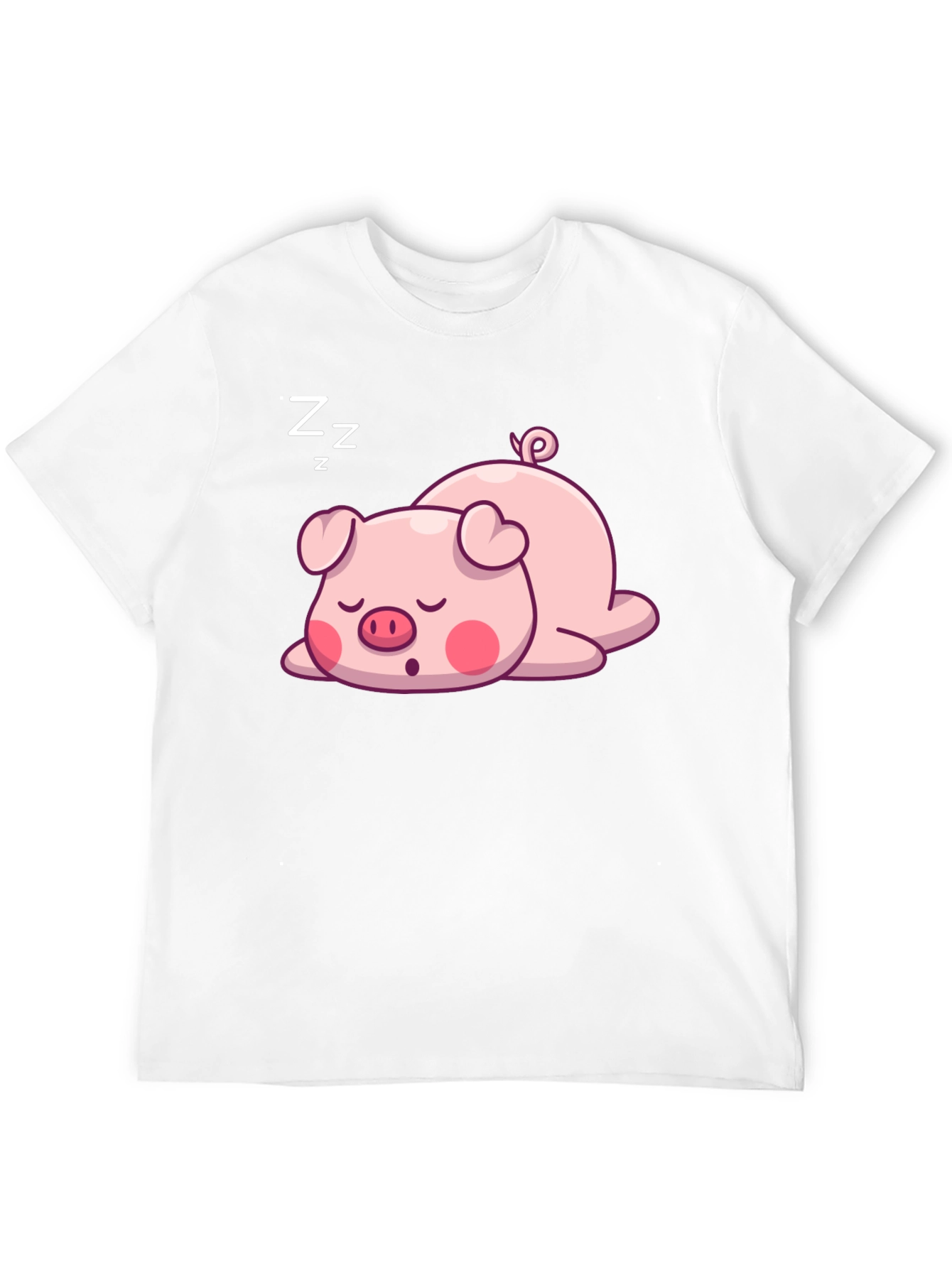 Cute Sleeping Pig Graphic T-Shirt