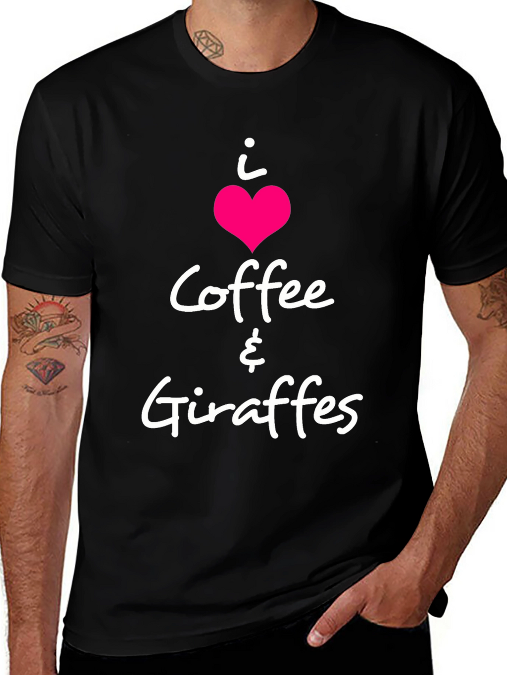 I Heart Coffee & Giraffes Black T-Shirt