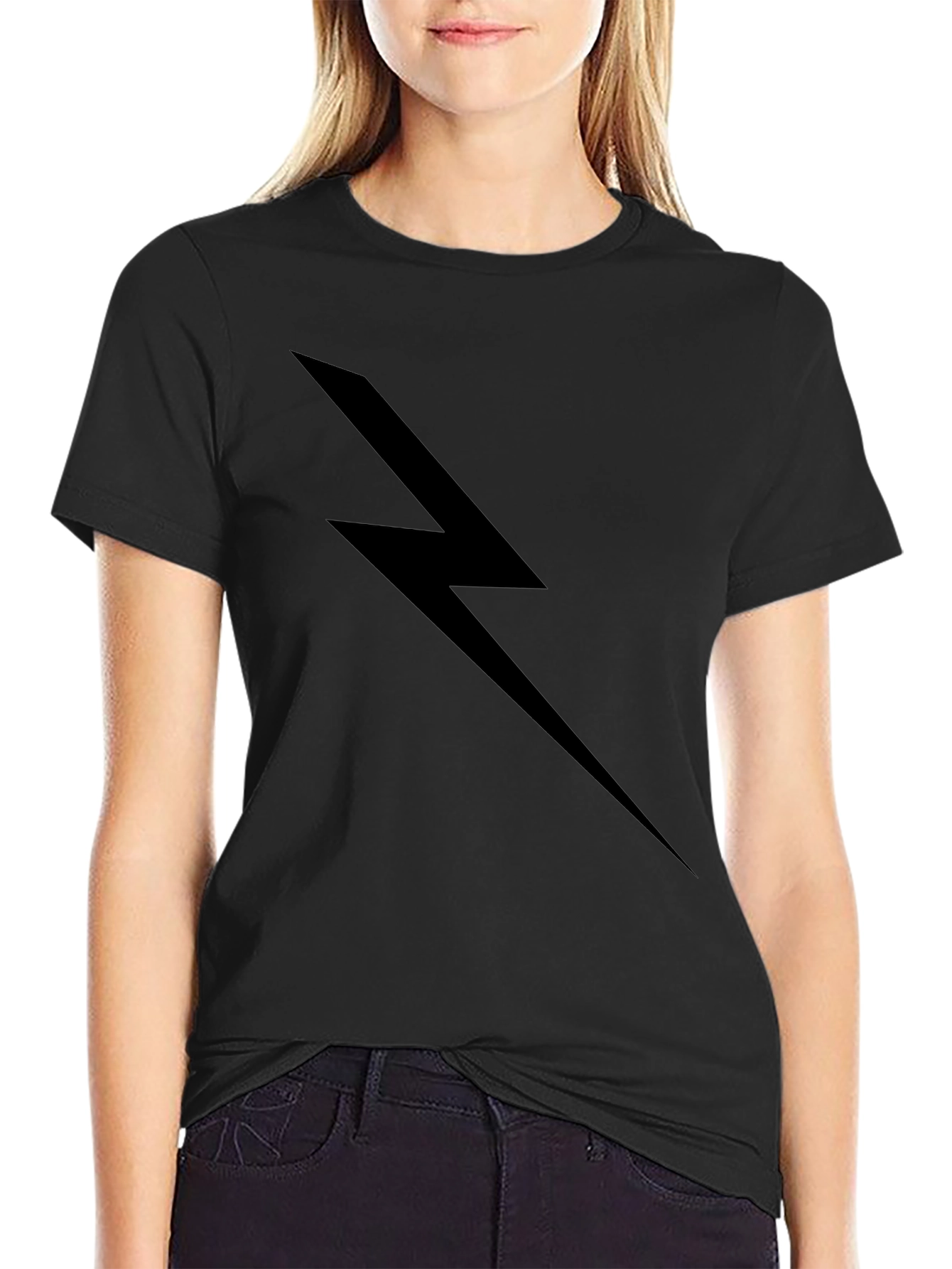 Black Lightning Bolt Graphic T-Shirt