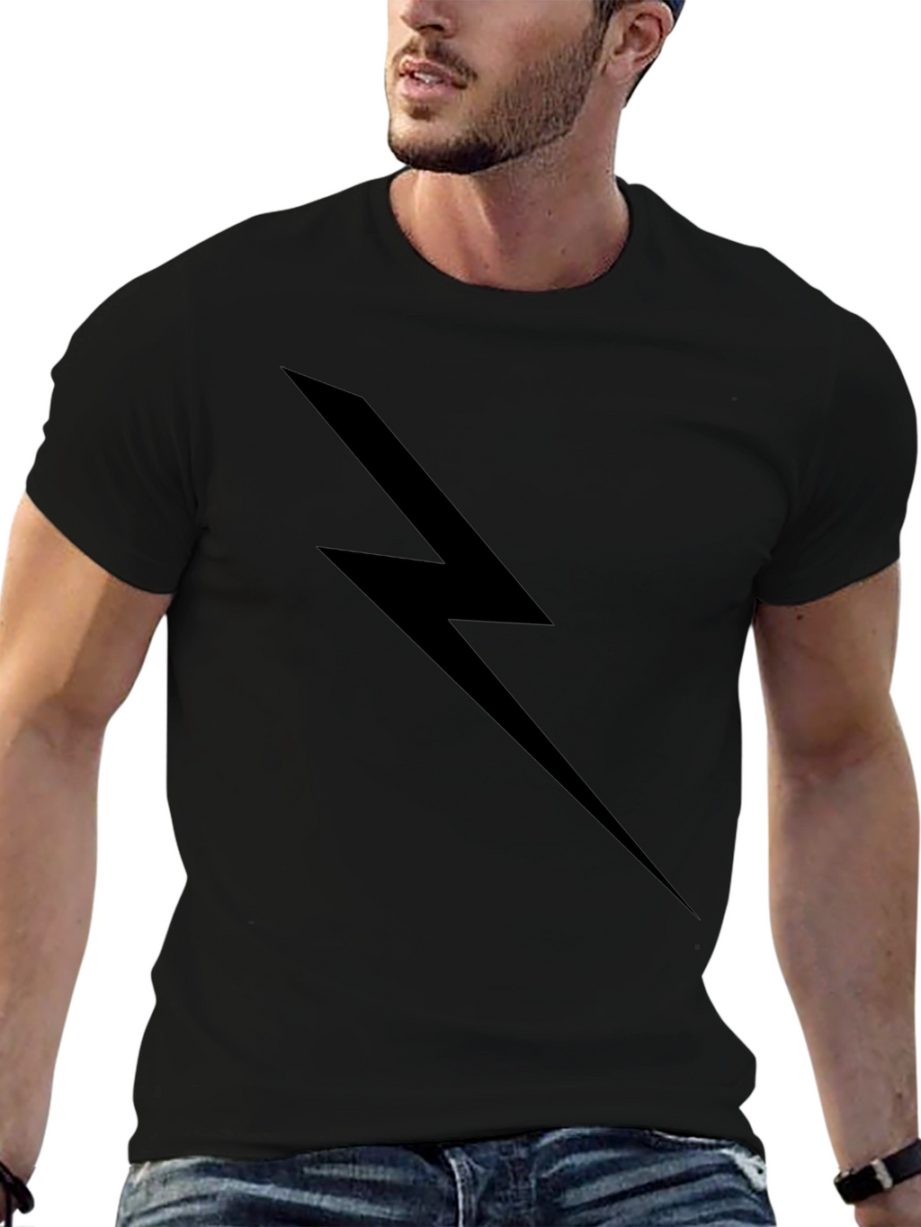 Black Lightning Bolt Graphic T-Shirt