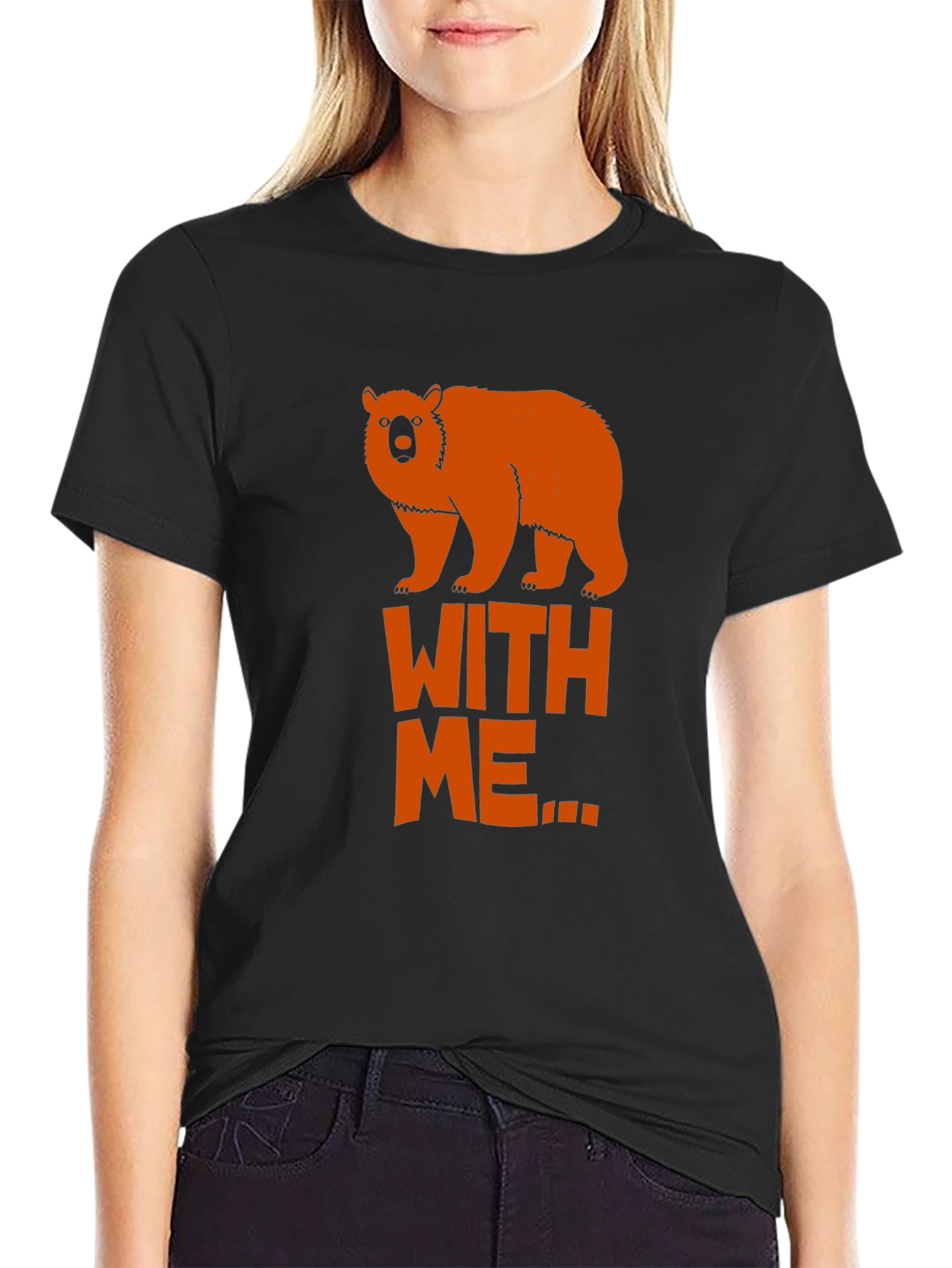 Bear With Me Graphic Tee - Black Crew Neck T-Shirt