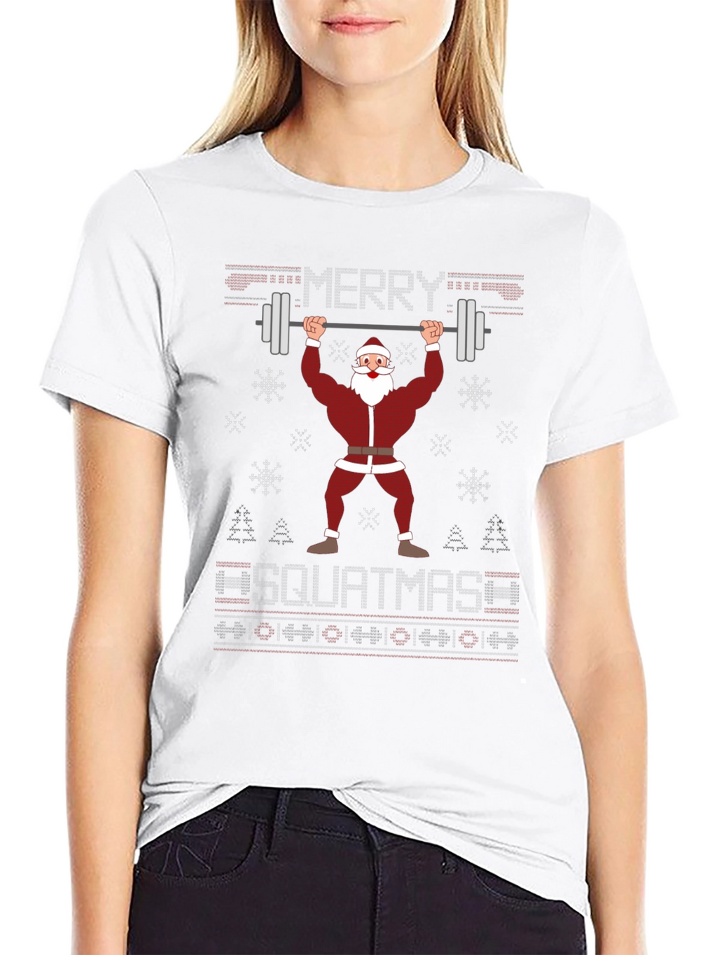 Merry Squatmas Santa Lifting Barbell T-Shirt