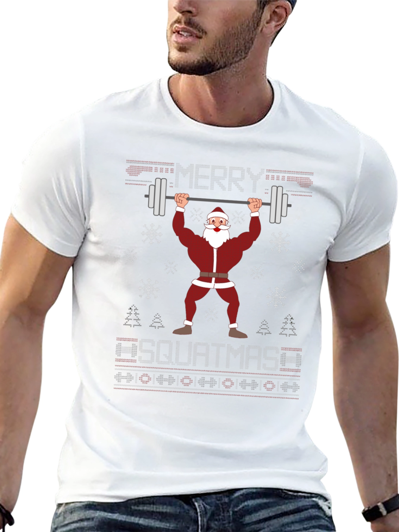 Merry Squatmas Santa Lifting Barbell T-Shirt