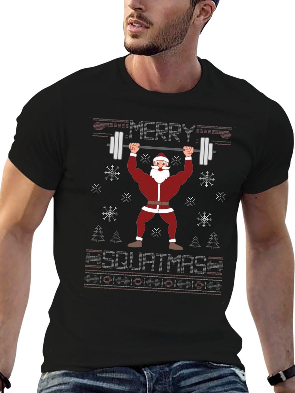 Merry Squatmas Santa Lifting Barbell T-Shirt
