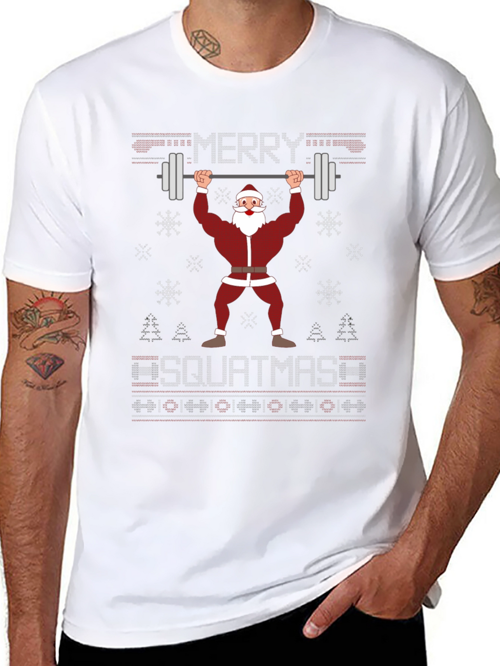 Merry Squatmas Santa Lifting Barbell T-Shirt