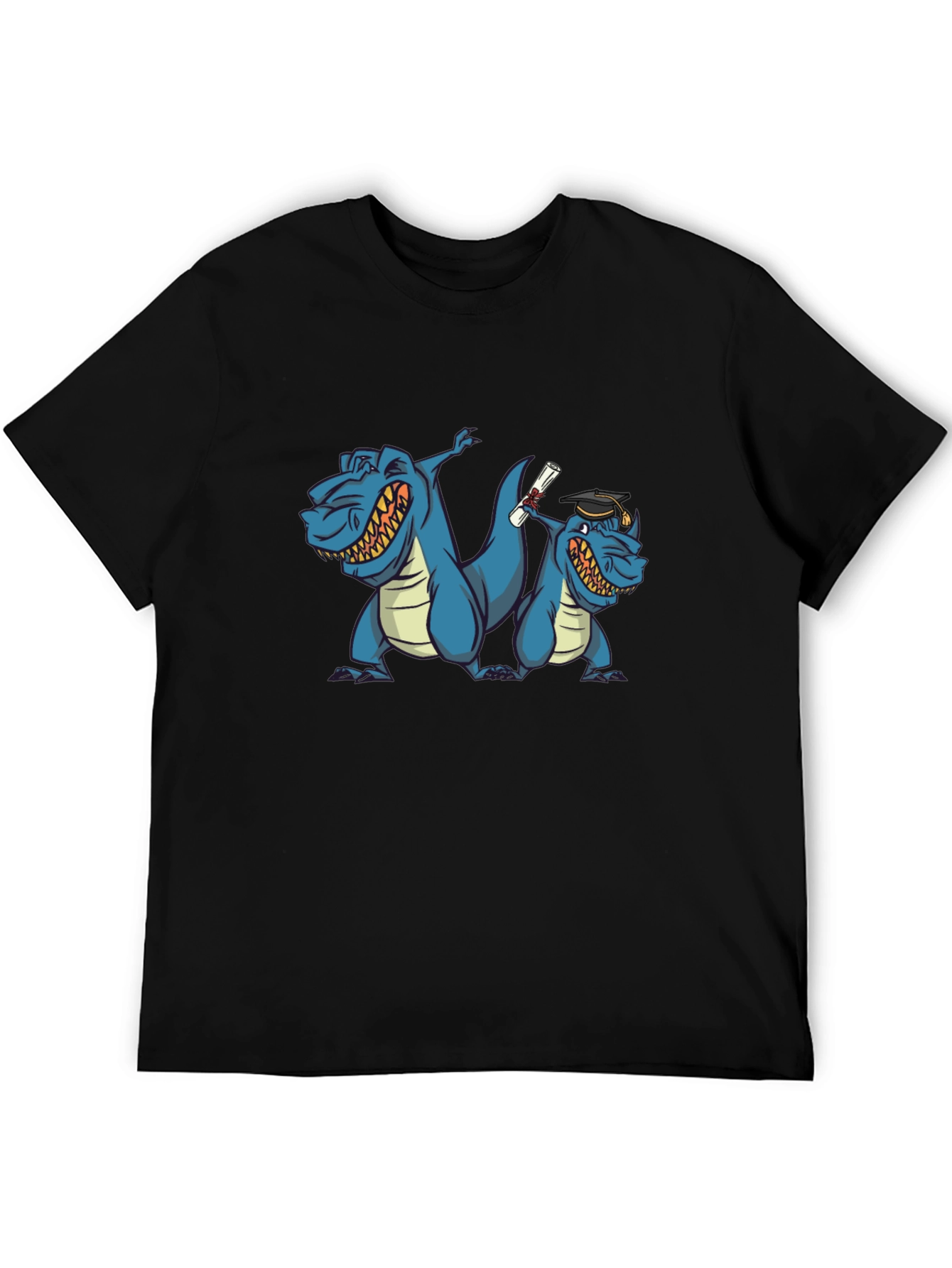 Funny Dinosaur Graduation Black T-Shirt