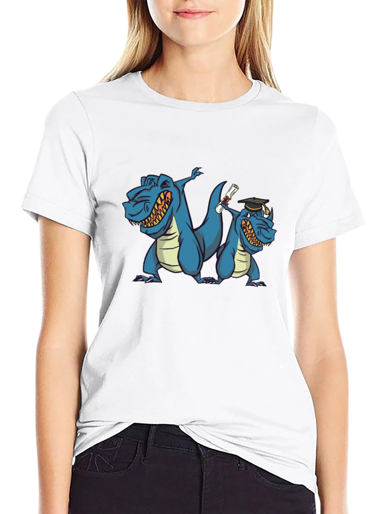 Funny Dinosaur Graduation Black T-Shirt