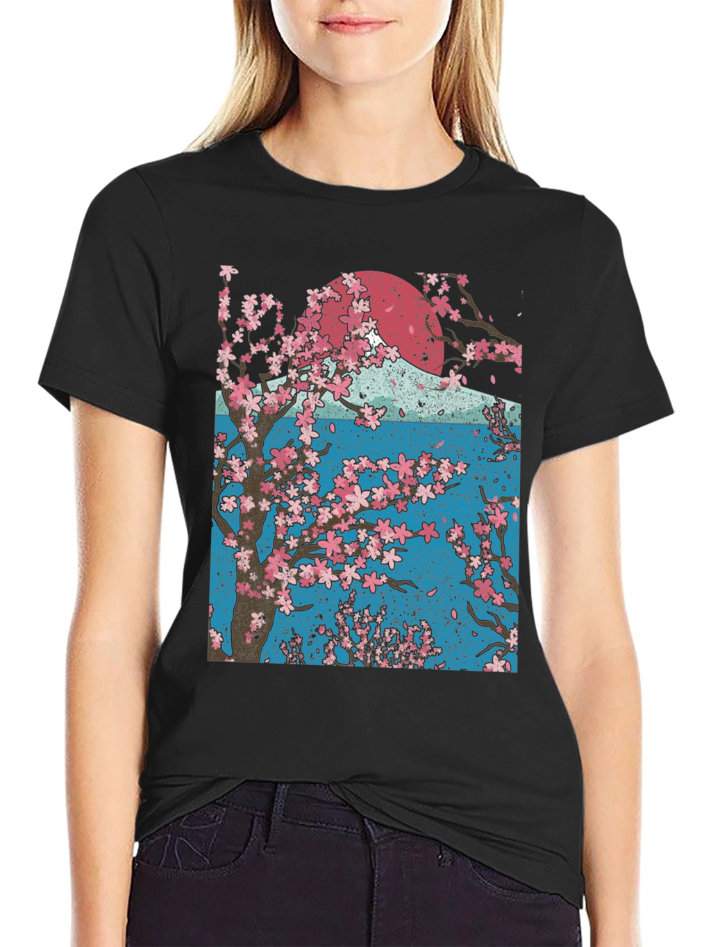 Cherry Blossom Tree Graphic Tee - Black