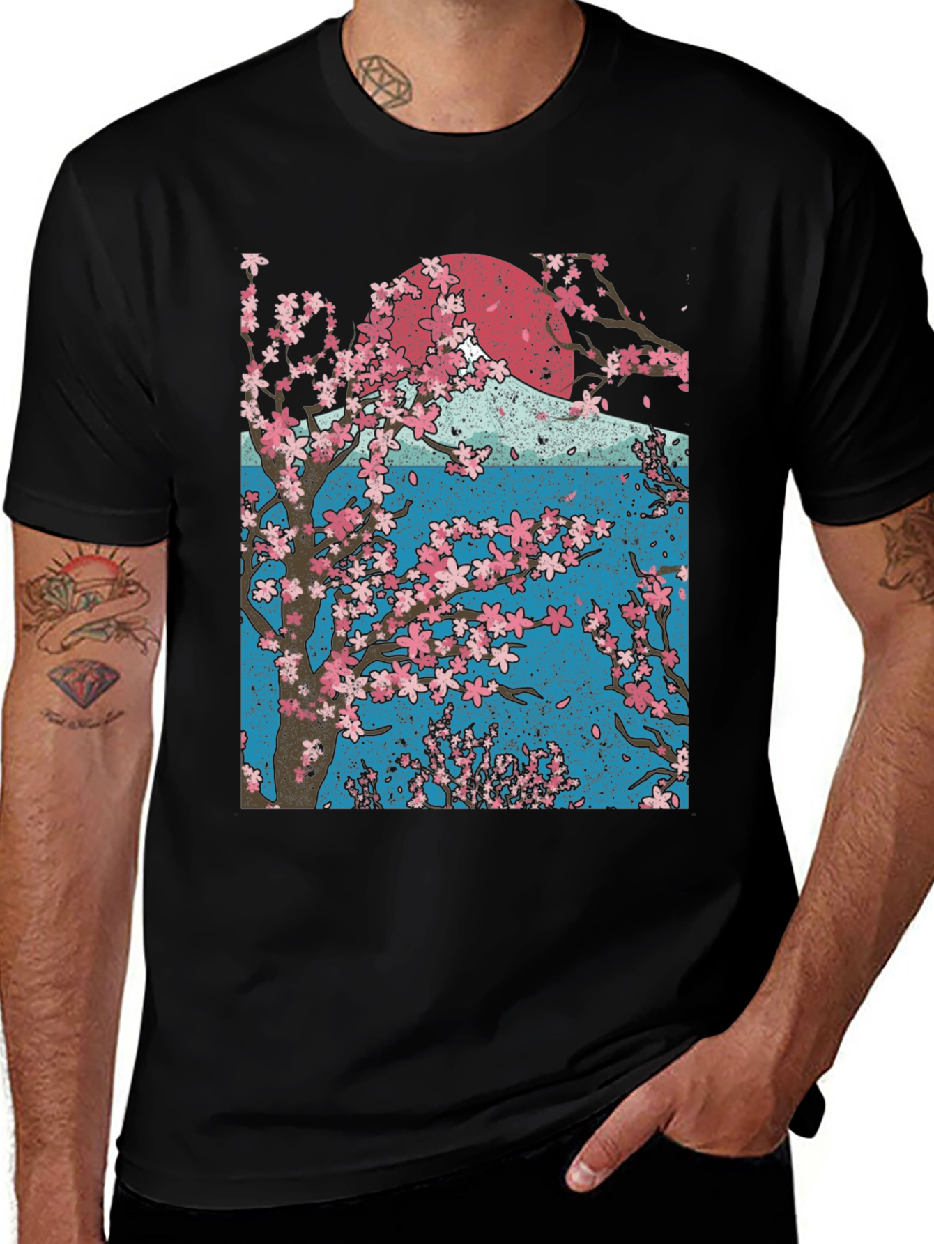 Cherry Blossom Tree Graphic Tee - Black