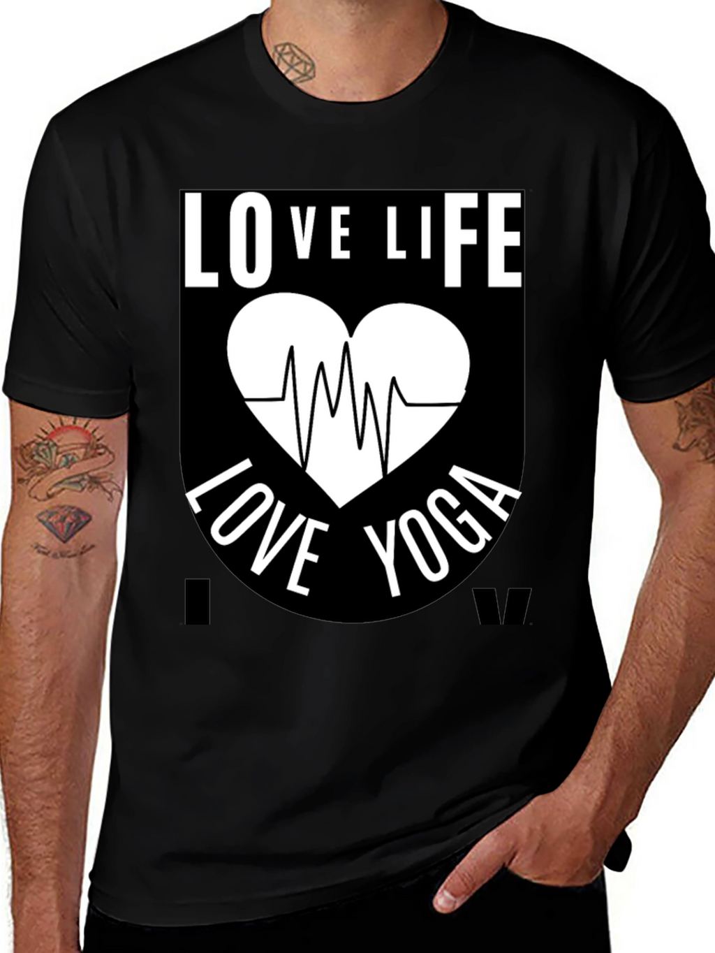 Love Life Yoga Graphic T-Shirt - Black