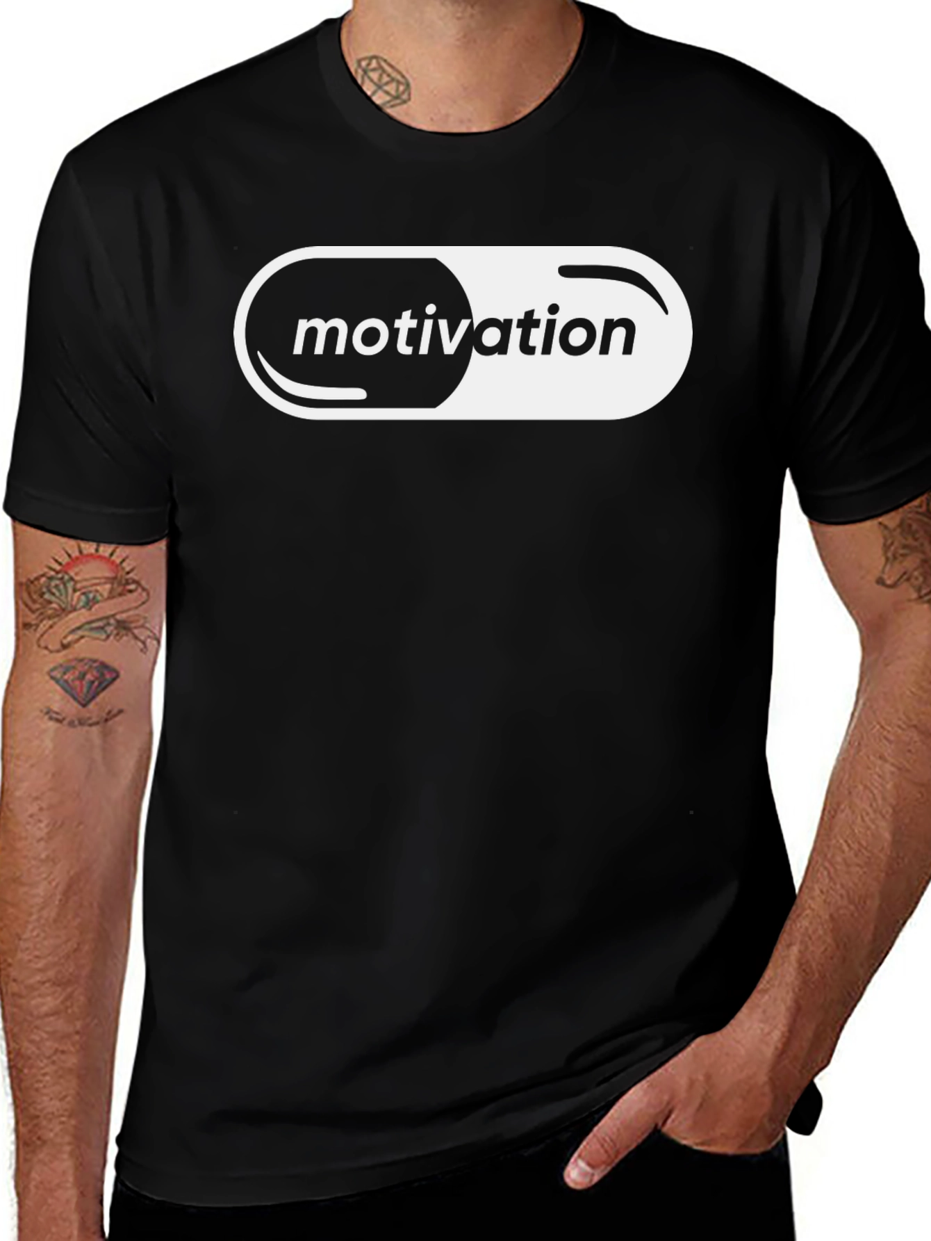 Motivation Pill Graphic Tee - Black Cotton T-Shirt