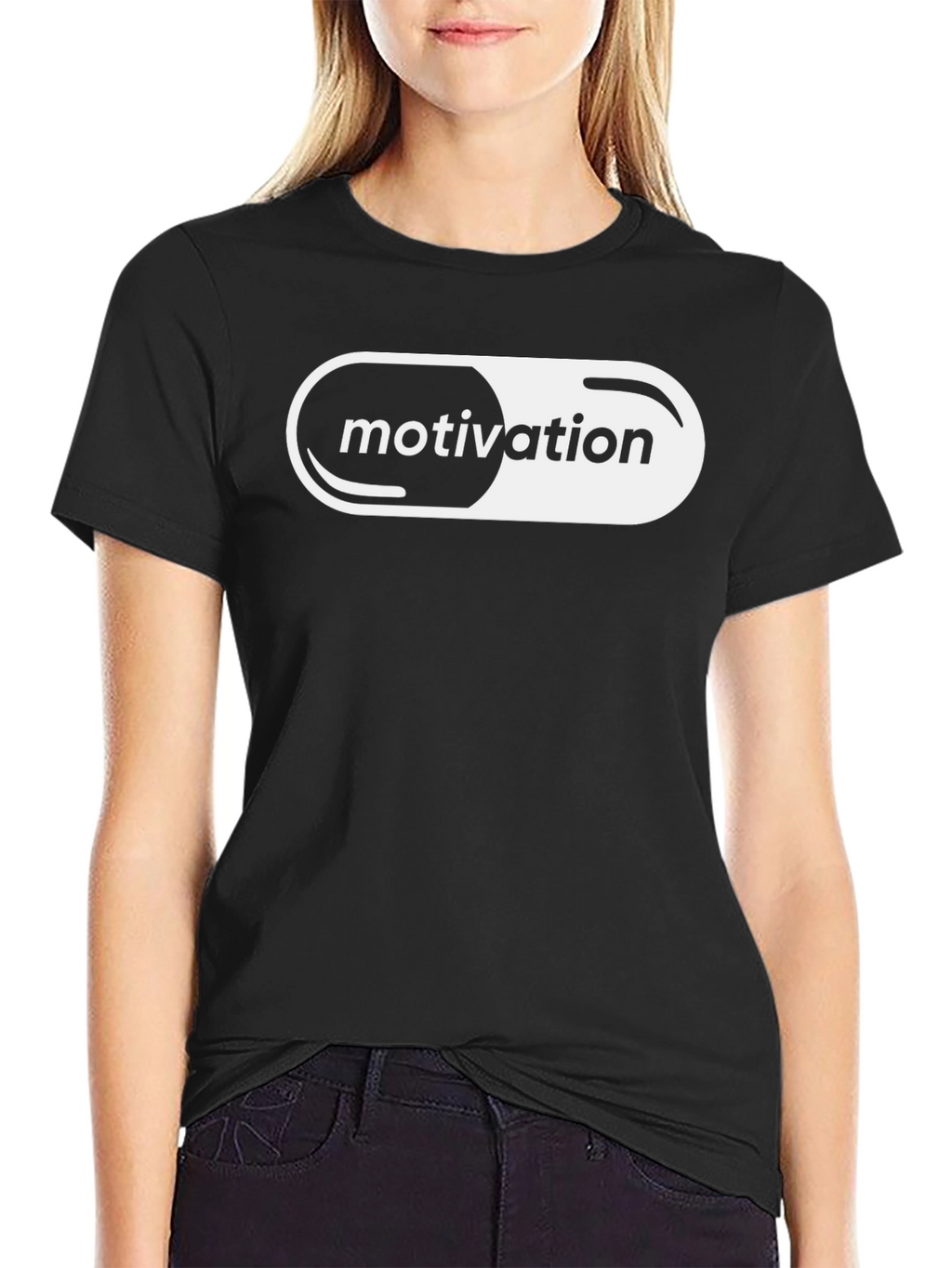 Motivation Pill Graphic Tee - Black Cotton T-Shirt