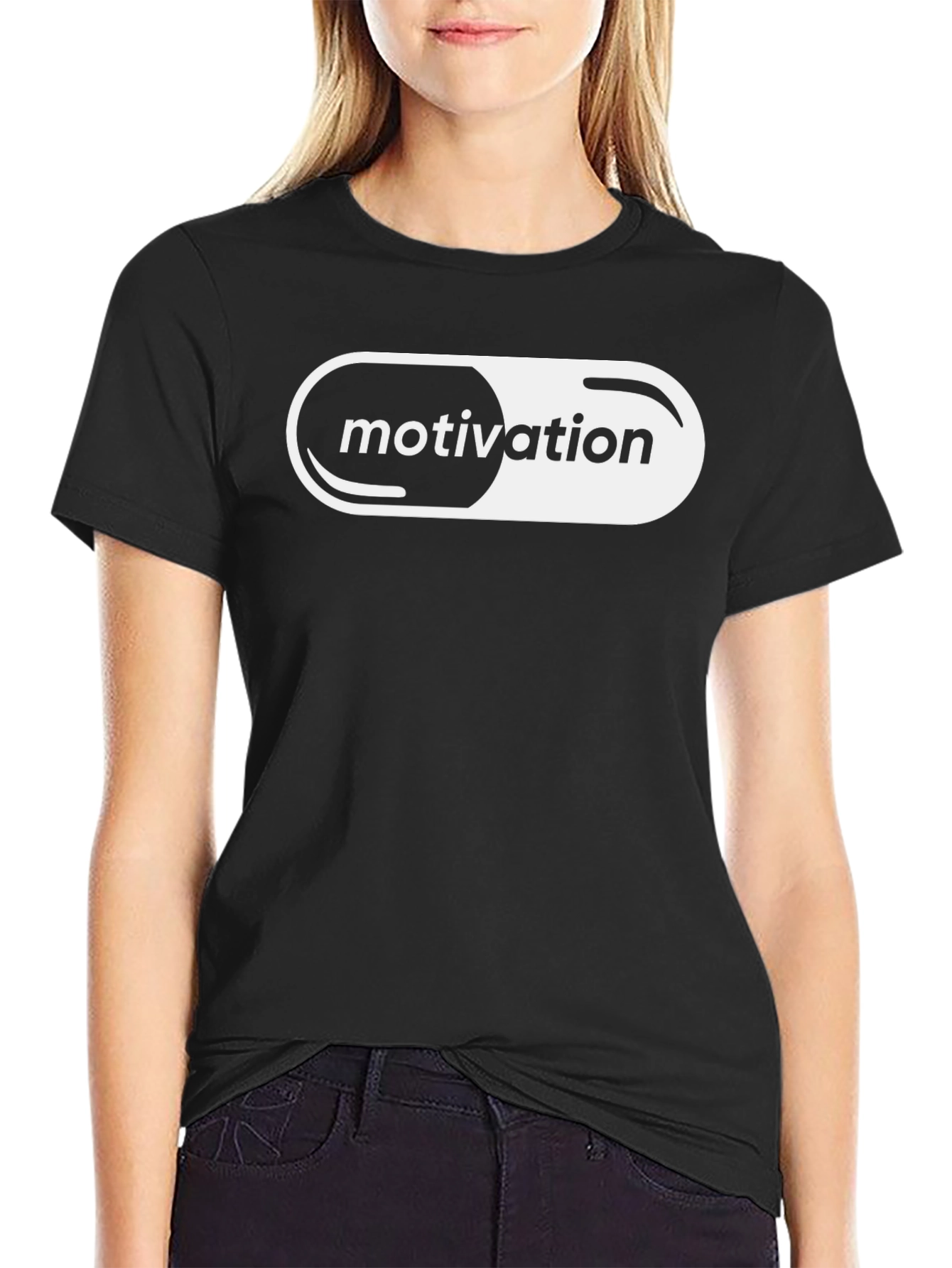 Motivation Pill Graphic Tee - Black Cotton T-Shirt