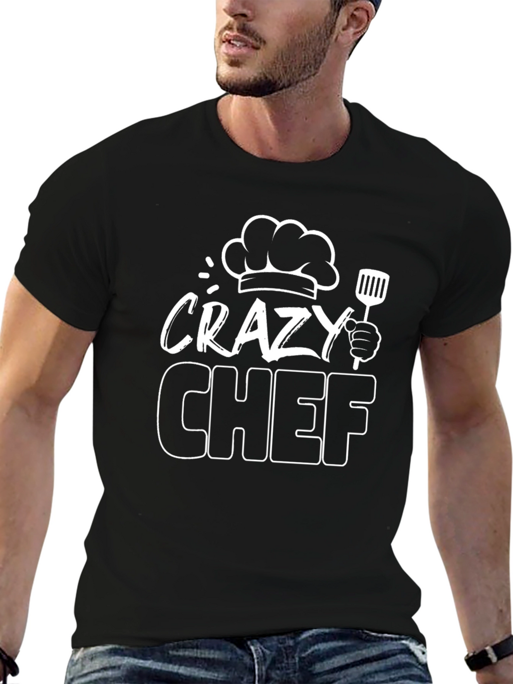 Crazy Chef Black T-Shirt - Funny Culinary Tee