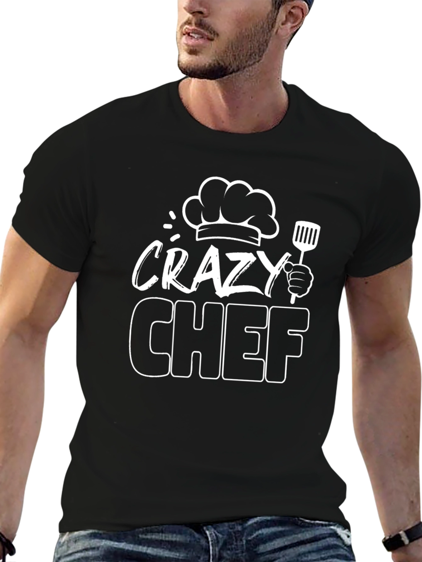 Crazy Chef Black T-Shirt - Funny Culinary Tee