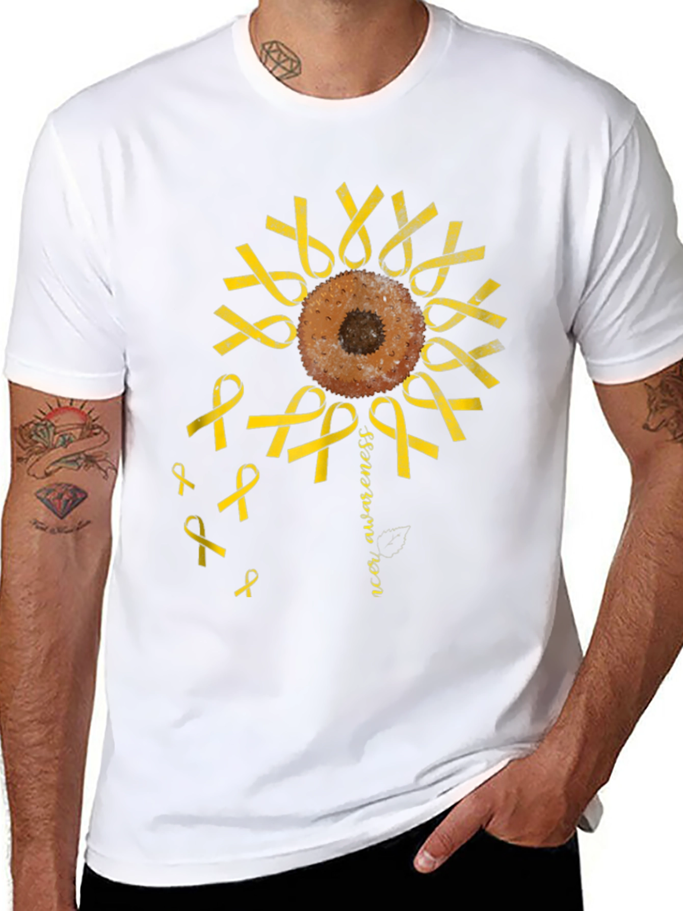 Cancer Awareness Sunflower Ribbon T-Shirt