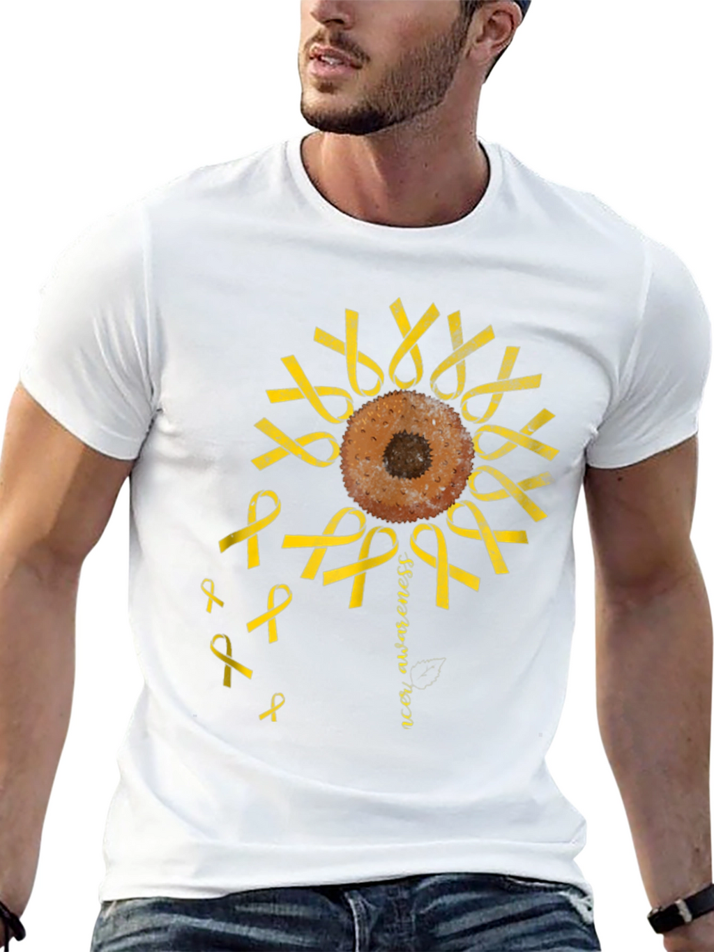 Cancer Awareness Sunflower Ribbon T-Shirt