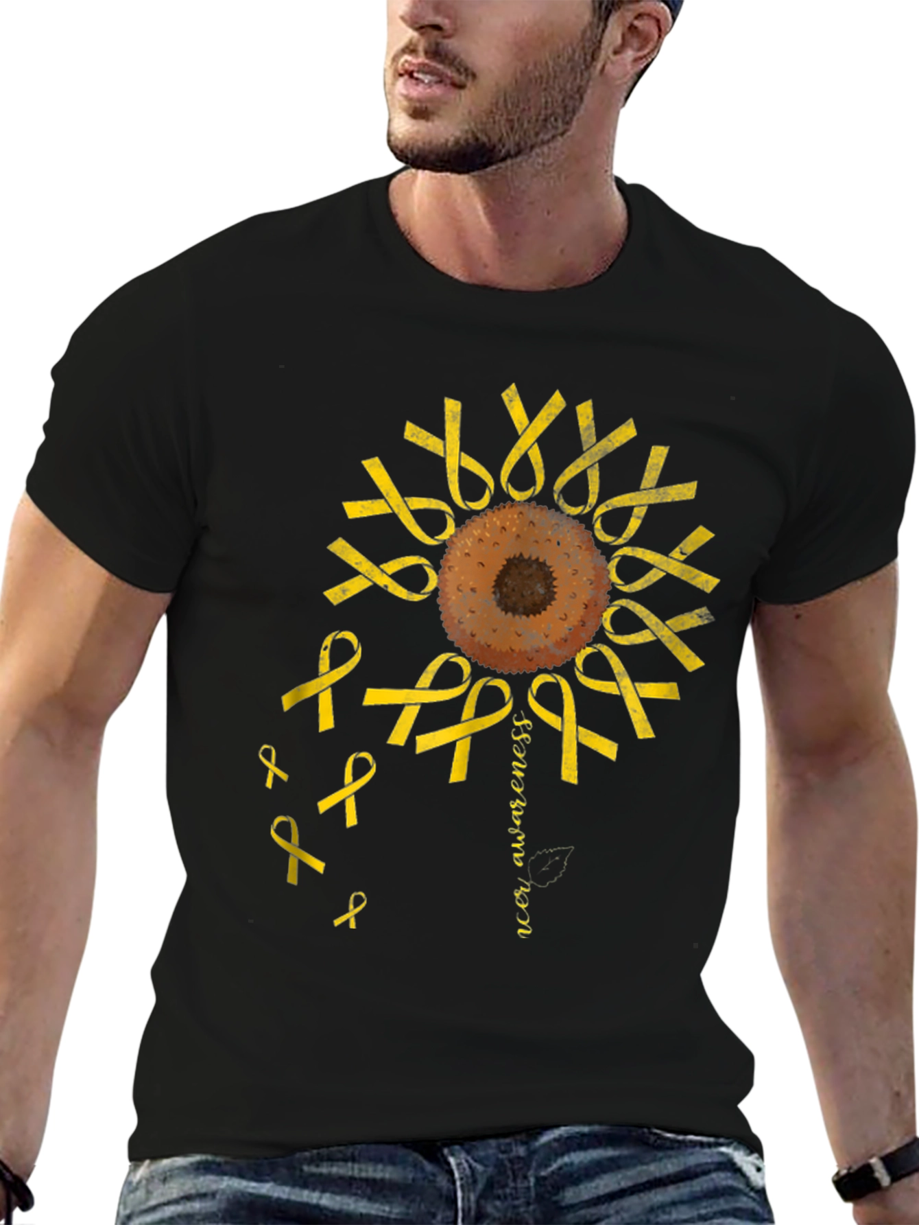 Cancer Awareness Sunflower Ribbon T-Shirt