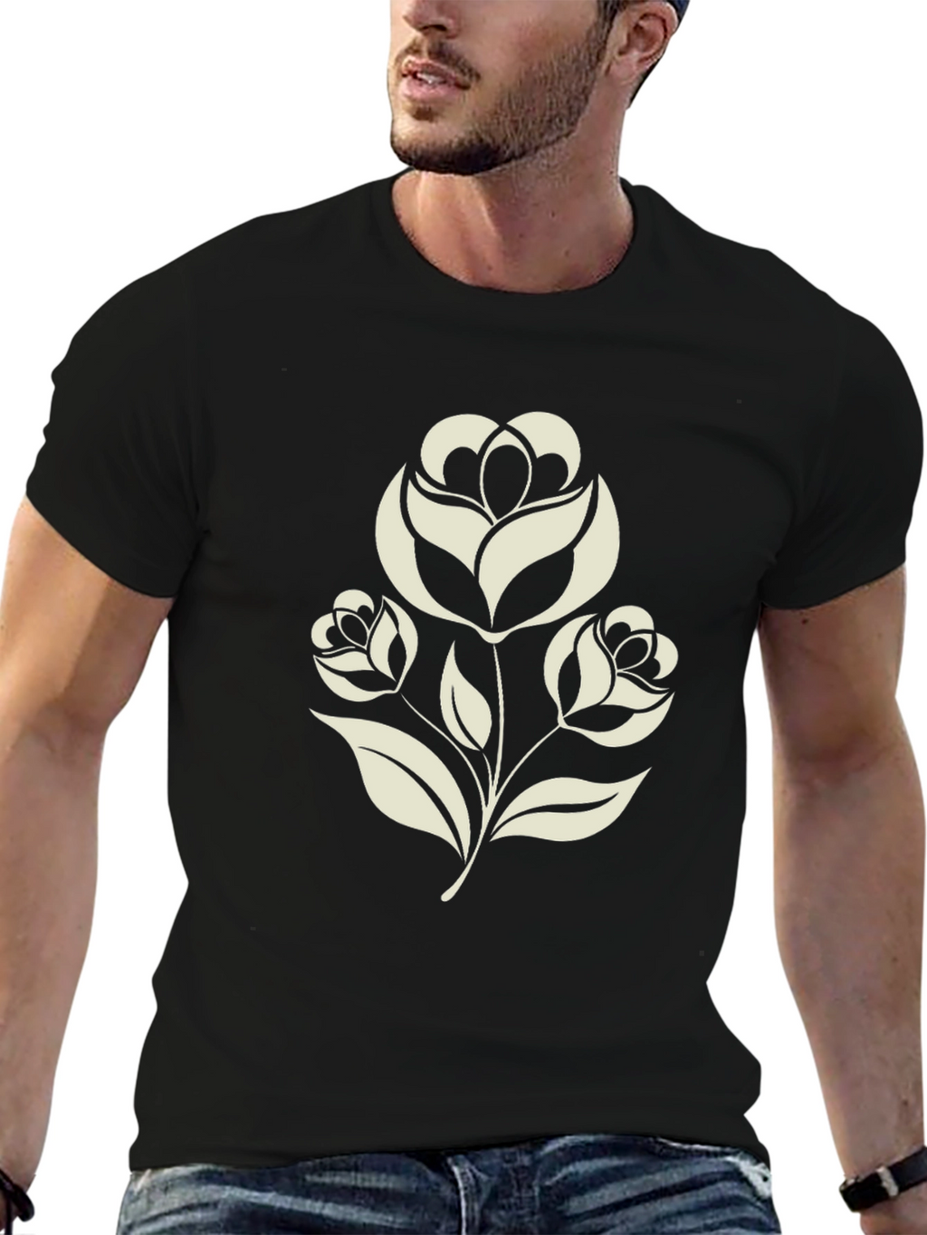 Floral Graphic Tee - Black
