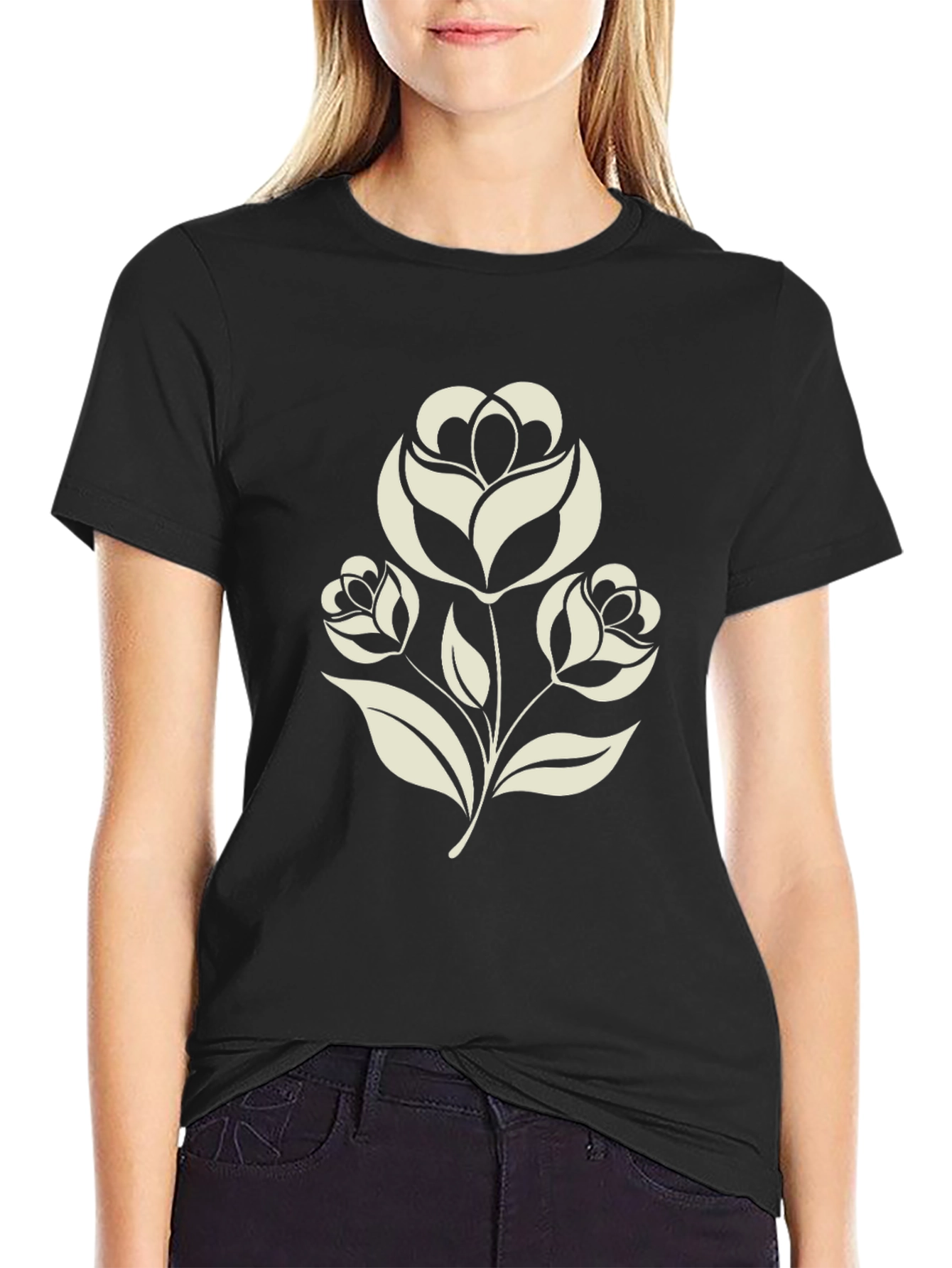 Floral Graphic Tee - Black