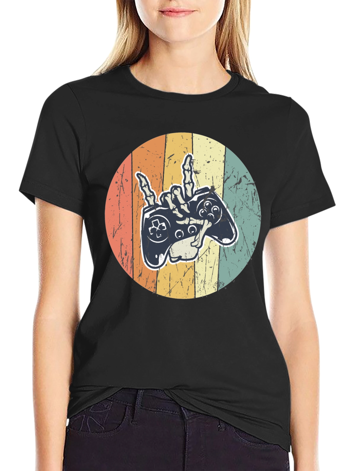 Gamer Skeleton Hand Graphic Tee