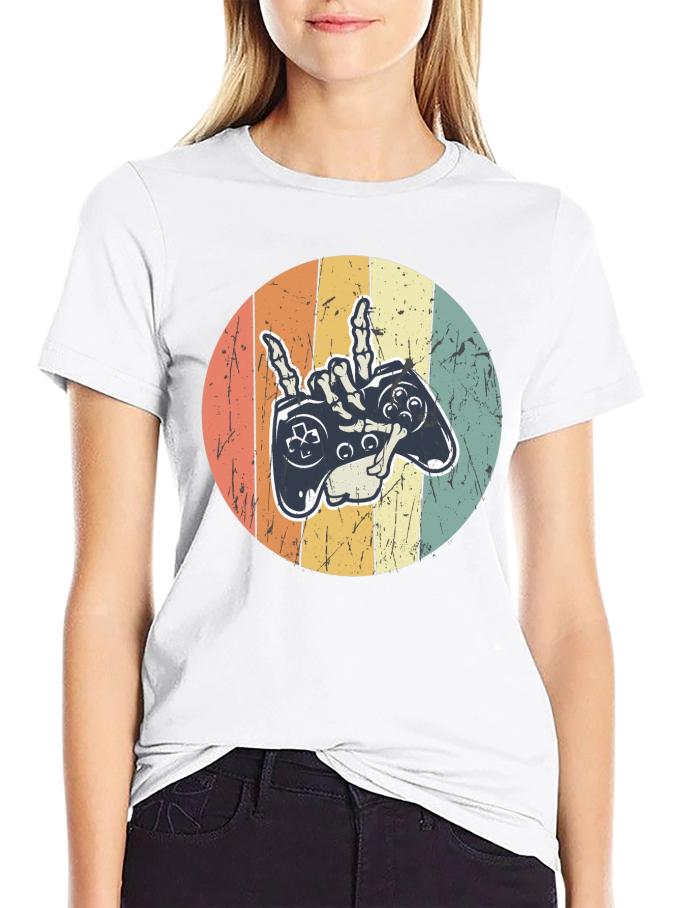 Gamer Skeleton Hand Graphic Tee
