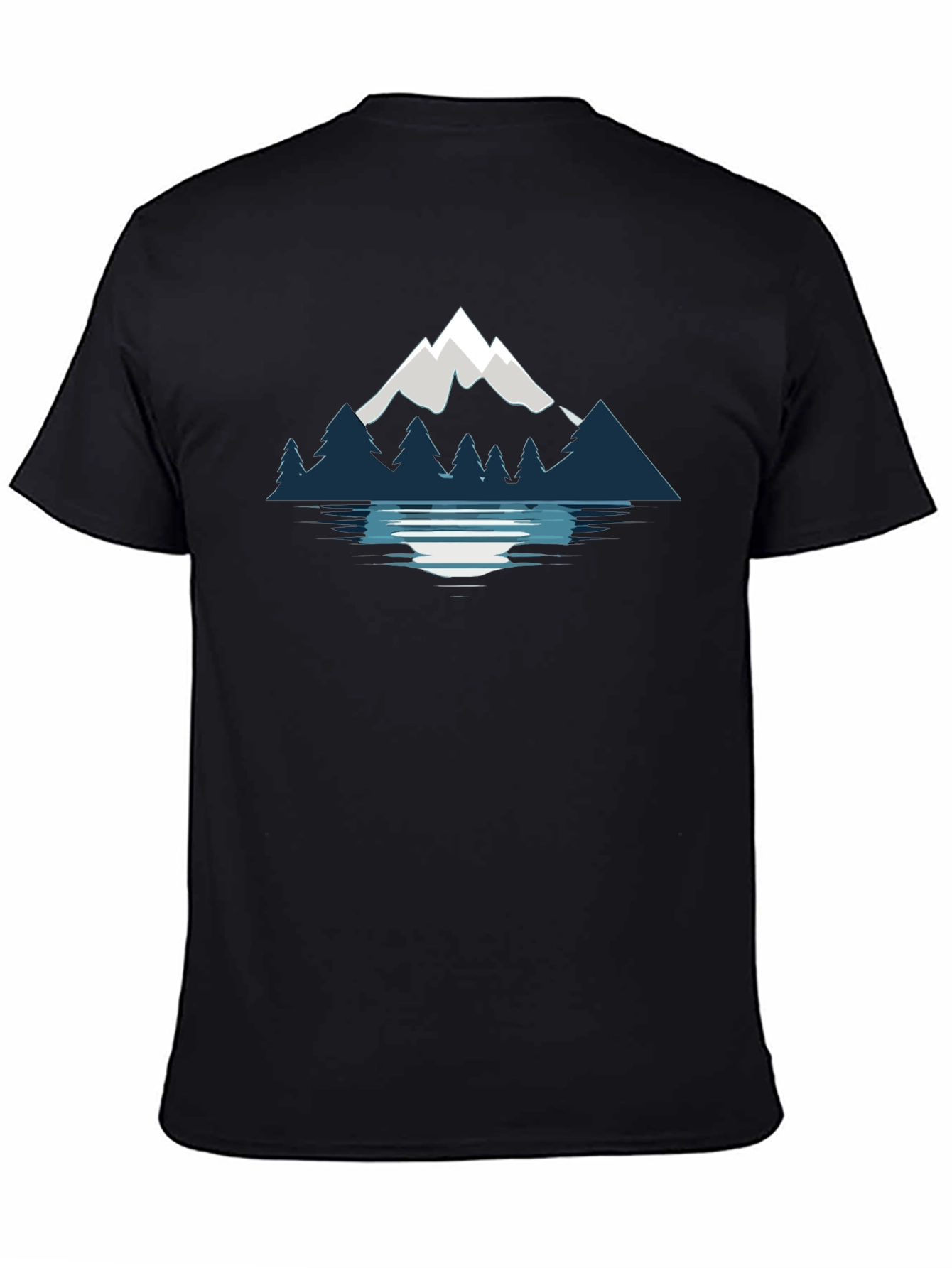 Mountain & Lake Graphic Black T-Shirt