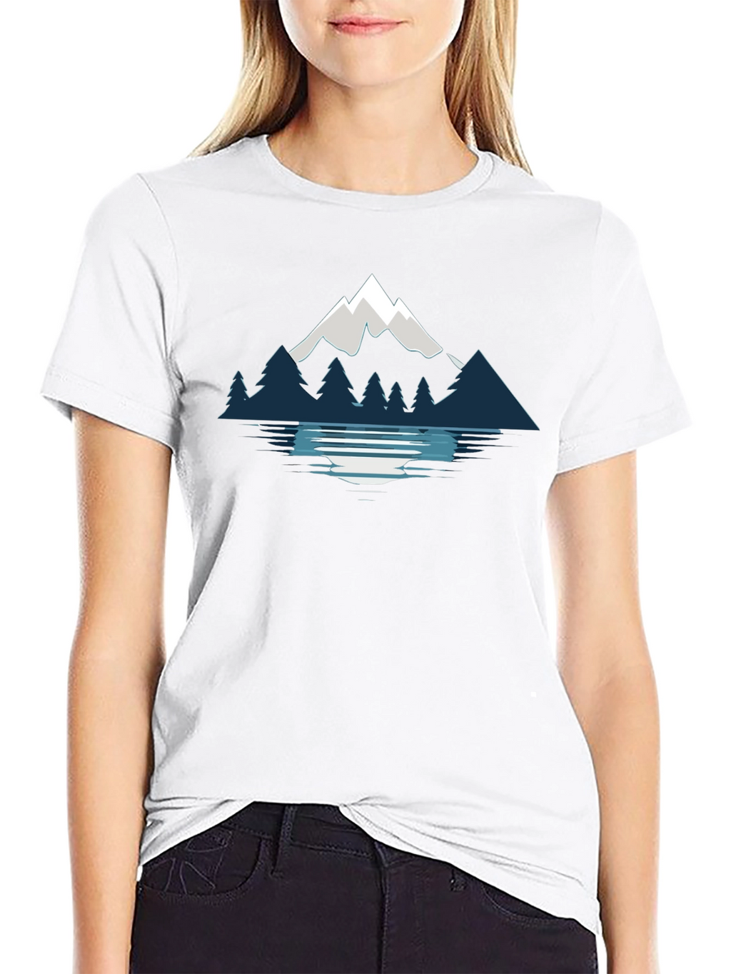 Mountain & Lake Graphic Black T-Shirt