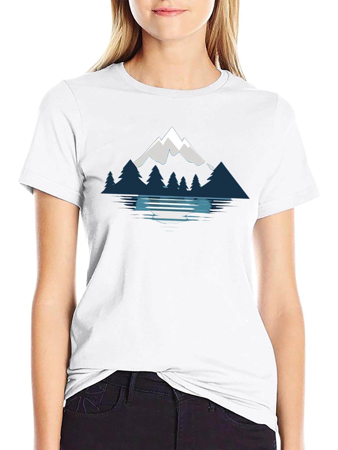 Mountain & Lake Graphic Black T-Shirt