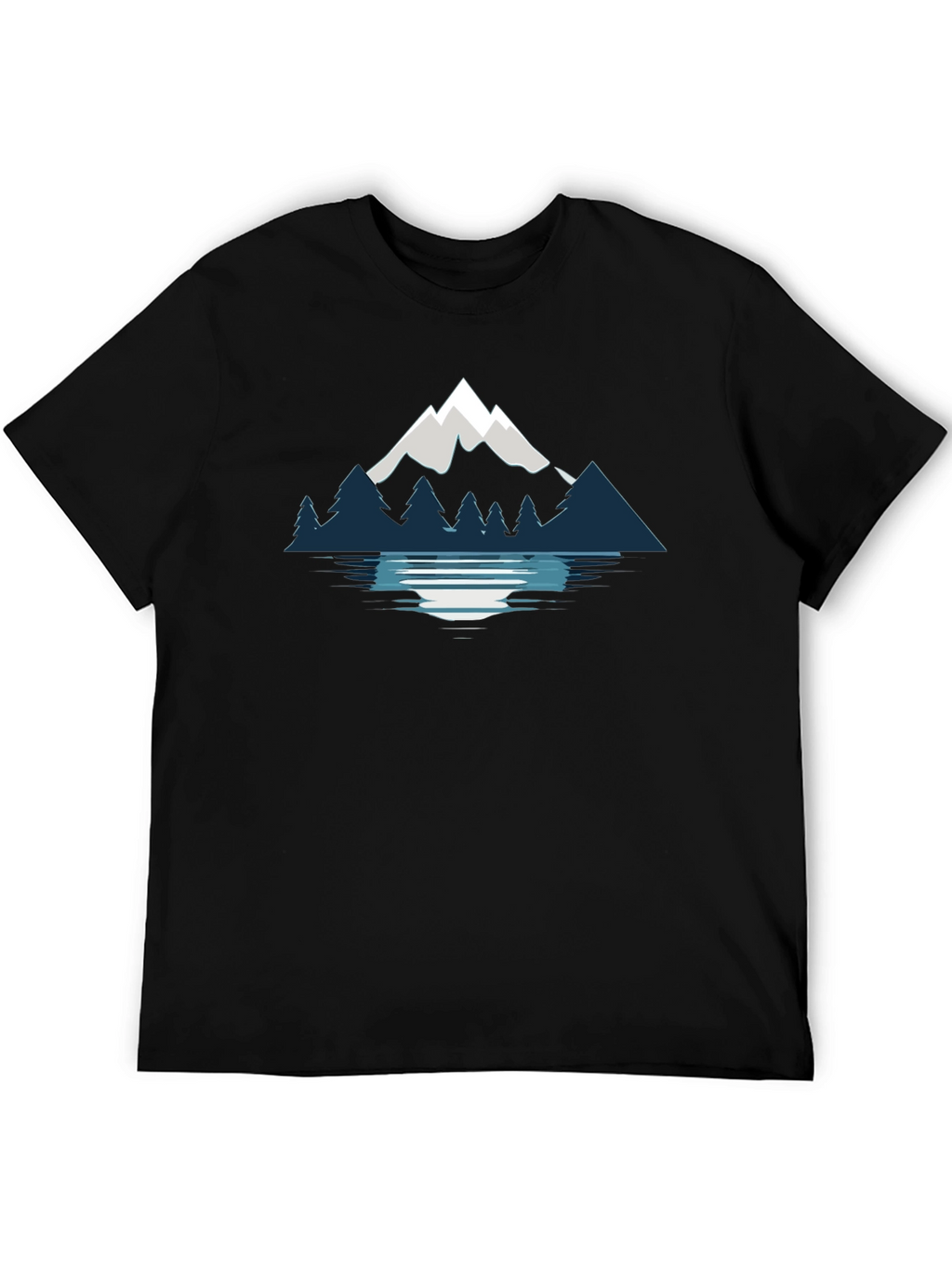 Mountain & Lake Graphic Black T-Shirt