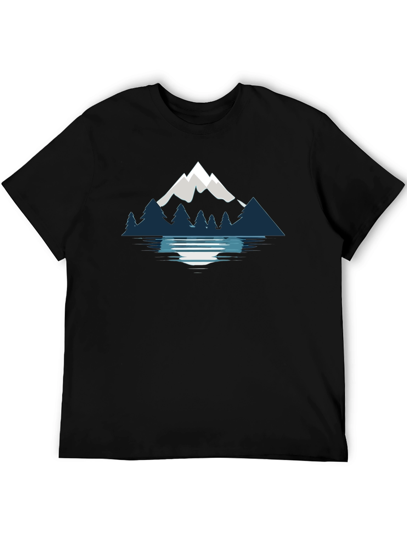 Mountain & Lake Graphic Black T-Shirt