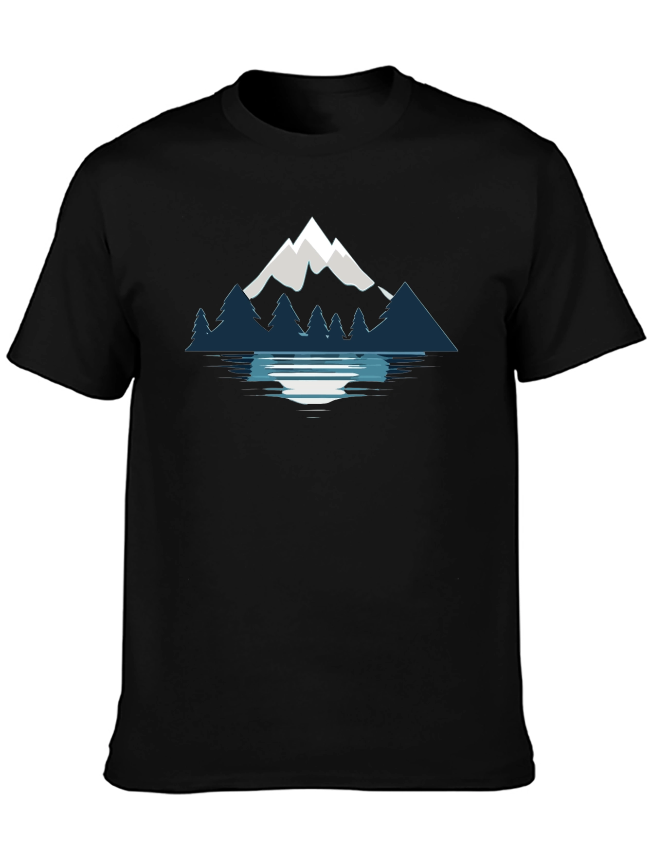 Mountain & Lake Graphic Black T-Shirt