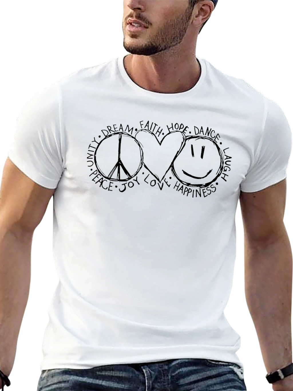 Peace Love Happiness Graphic T-Shirt