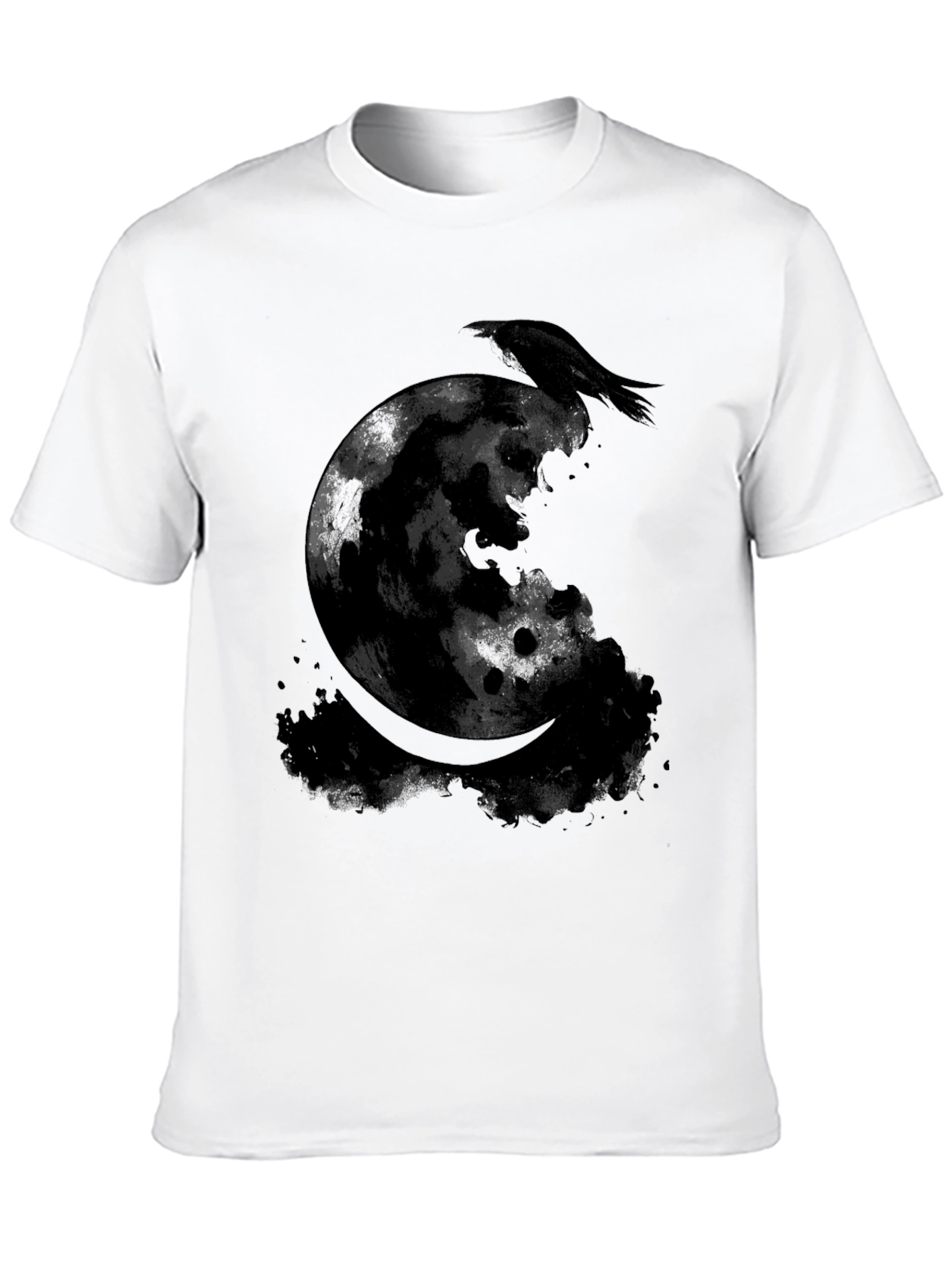 Raven Moon Graphic Tee - Gothic Style