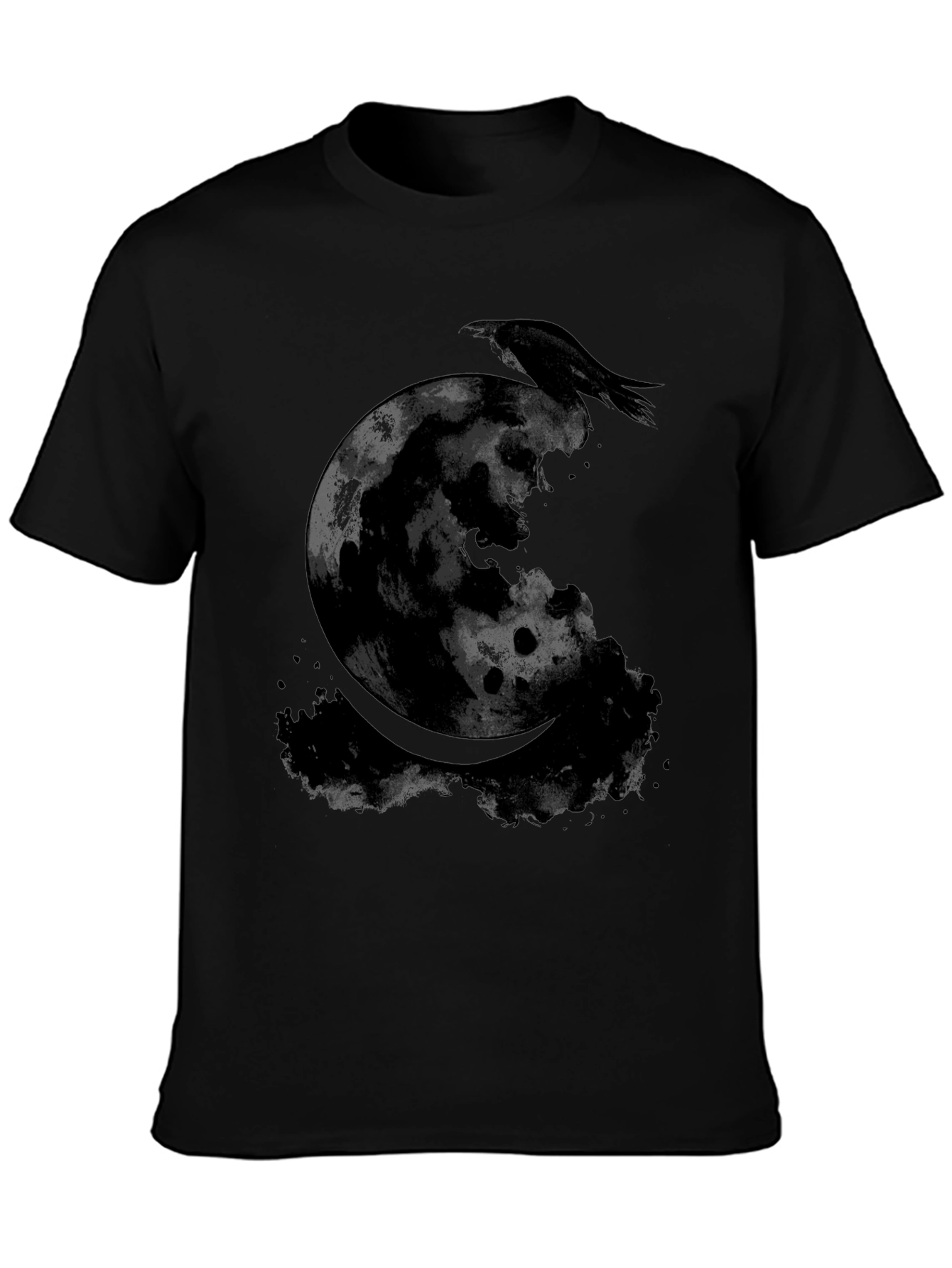 Raven Moon Graphic Tee - Gothic Style