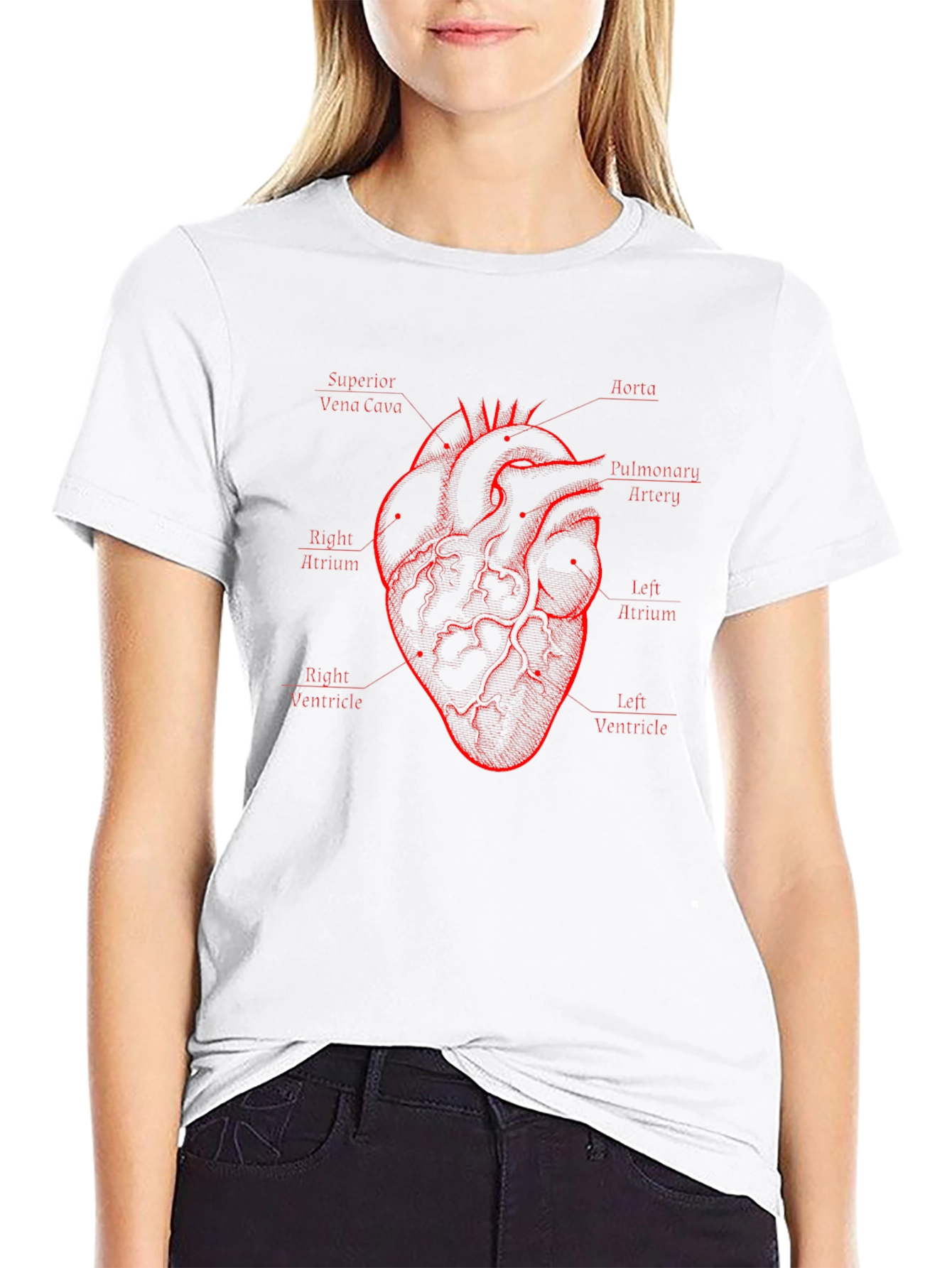 Anatomical Heart Diagram Black T-Shirt