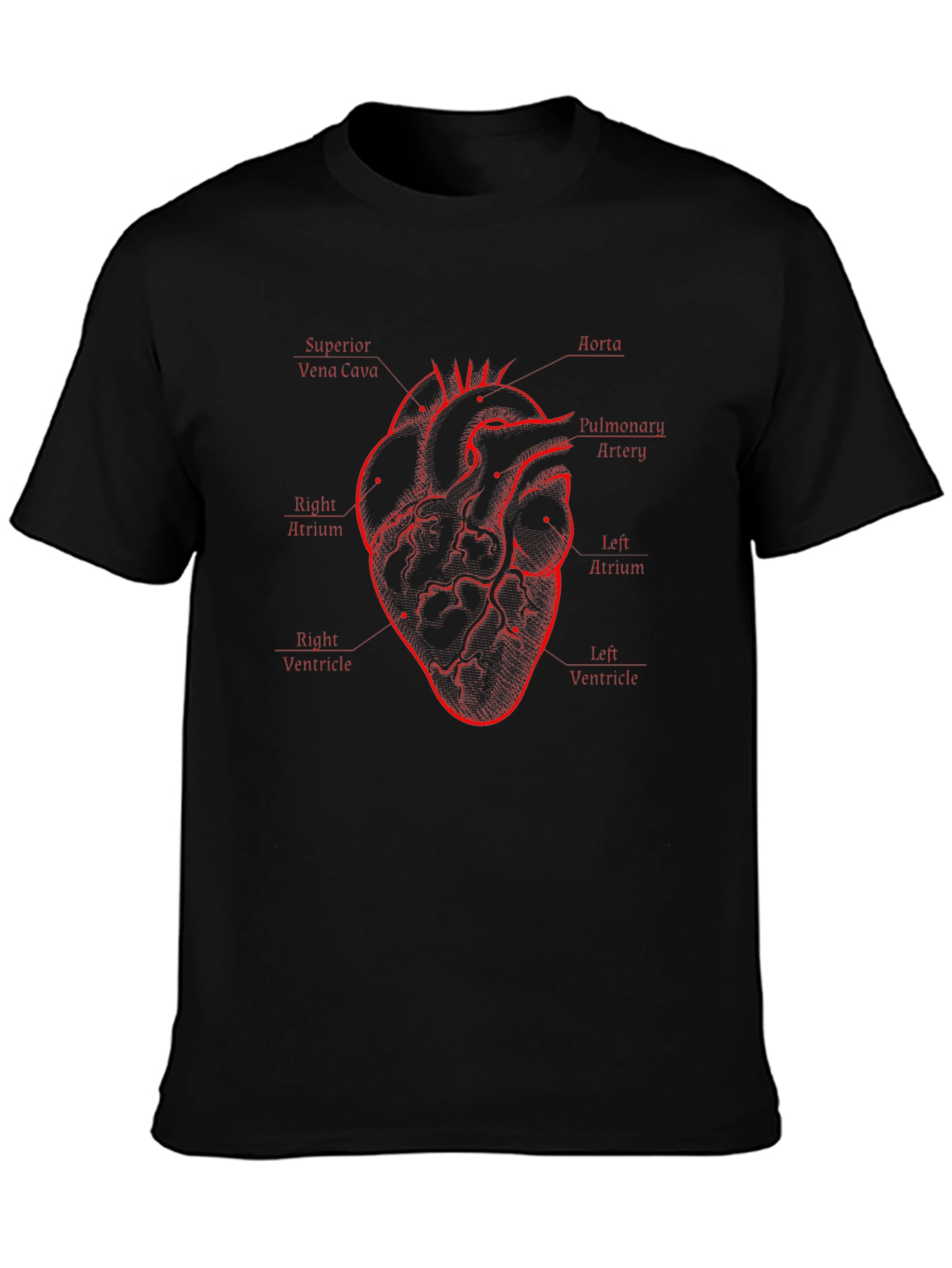 Anatomical Heart Diagram Black T-Shirt