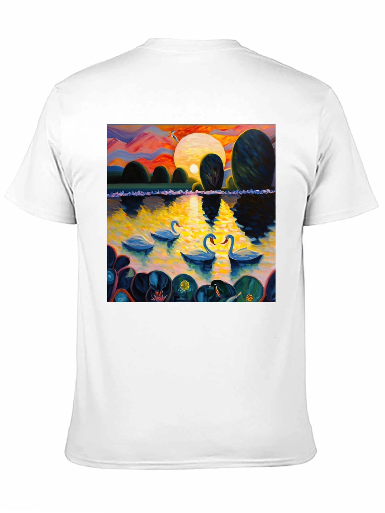Swan Lake Art Print Graphic Tee - Black