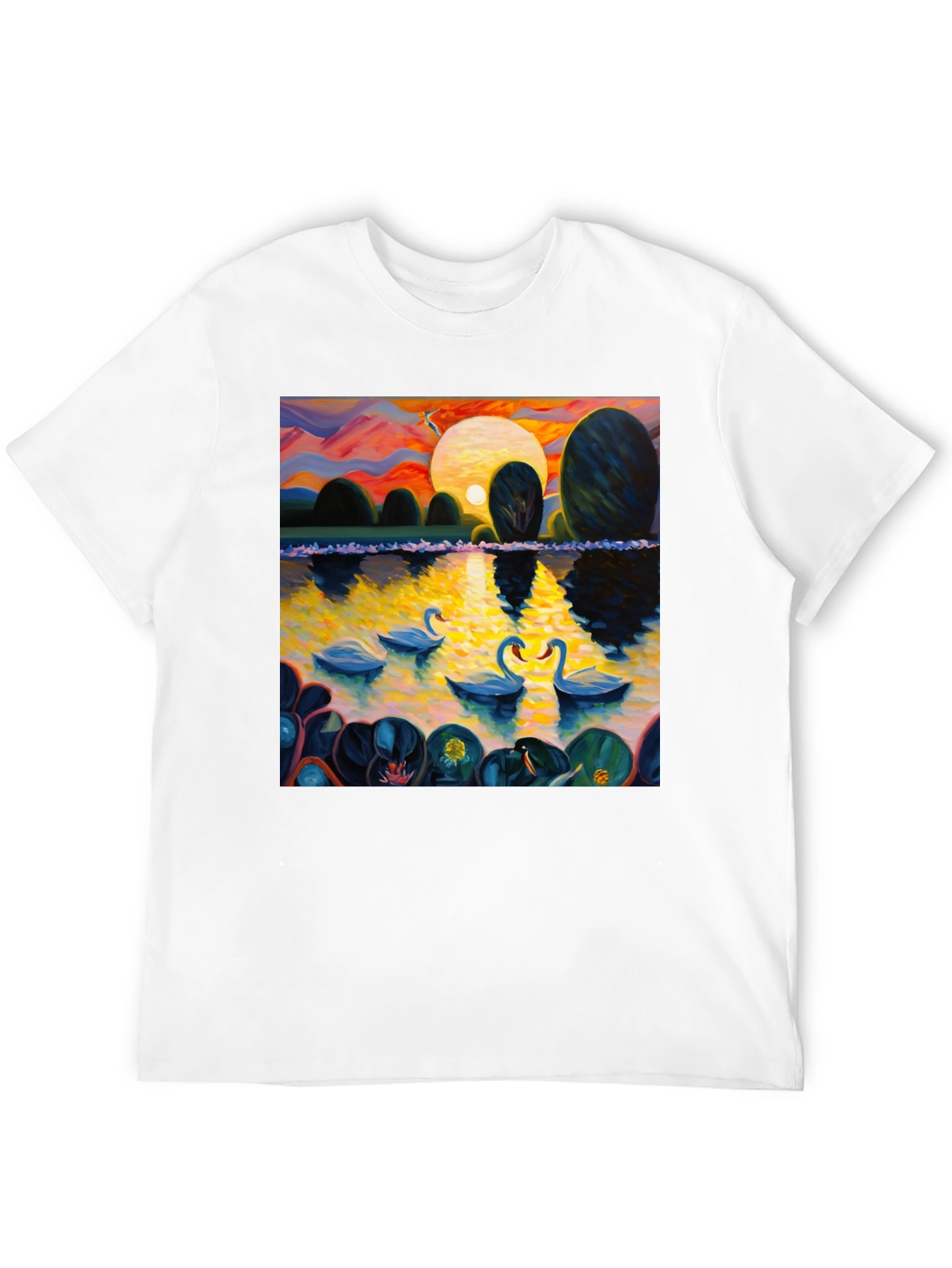 Swan Lake Art Print Graphic Tee - Black