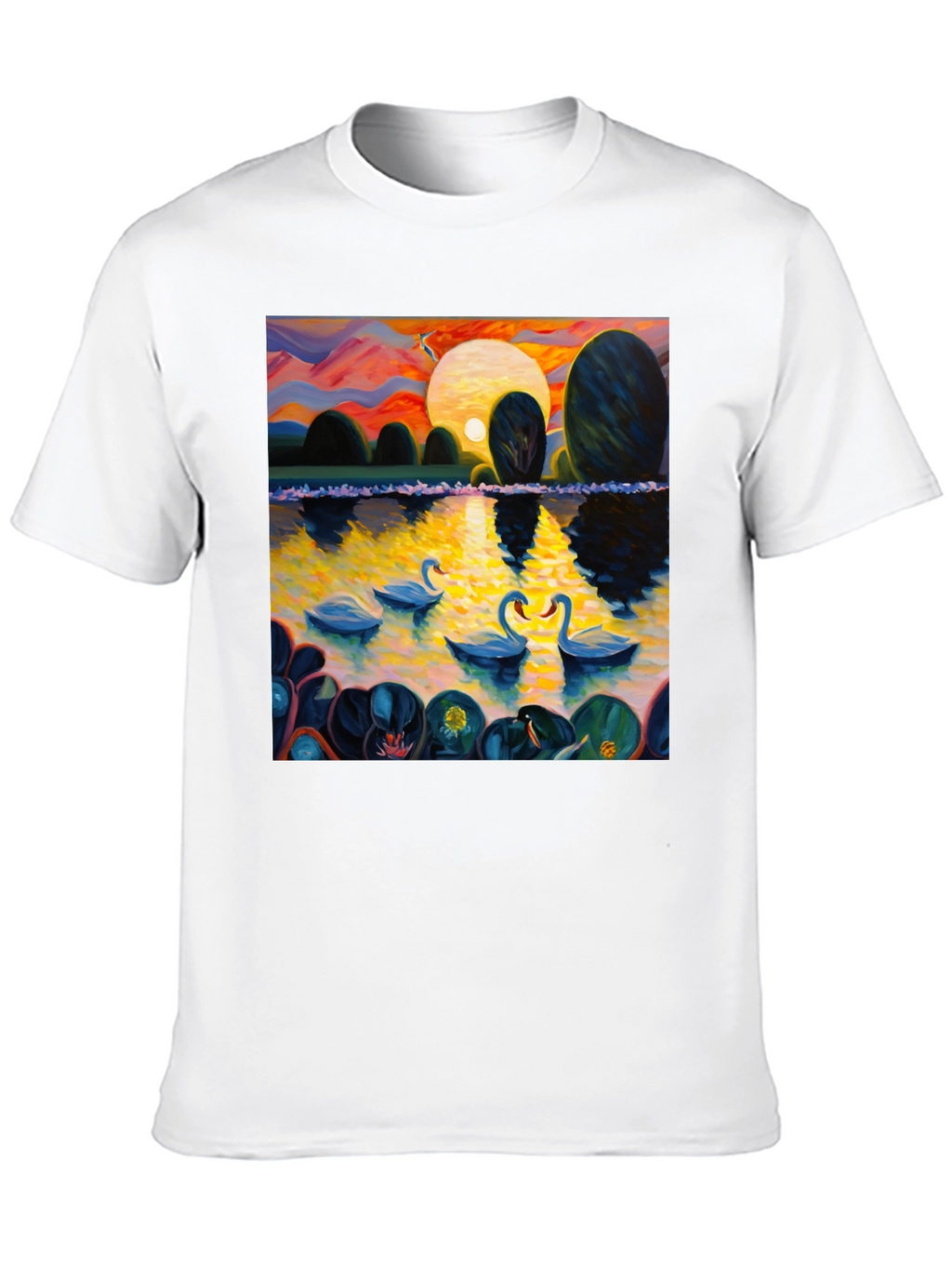 Swan Lake Art Print Graphic Tee - Black