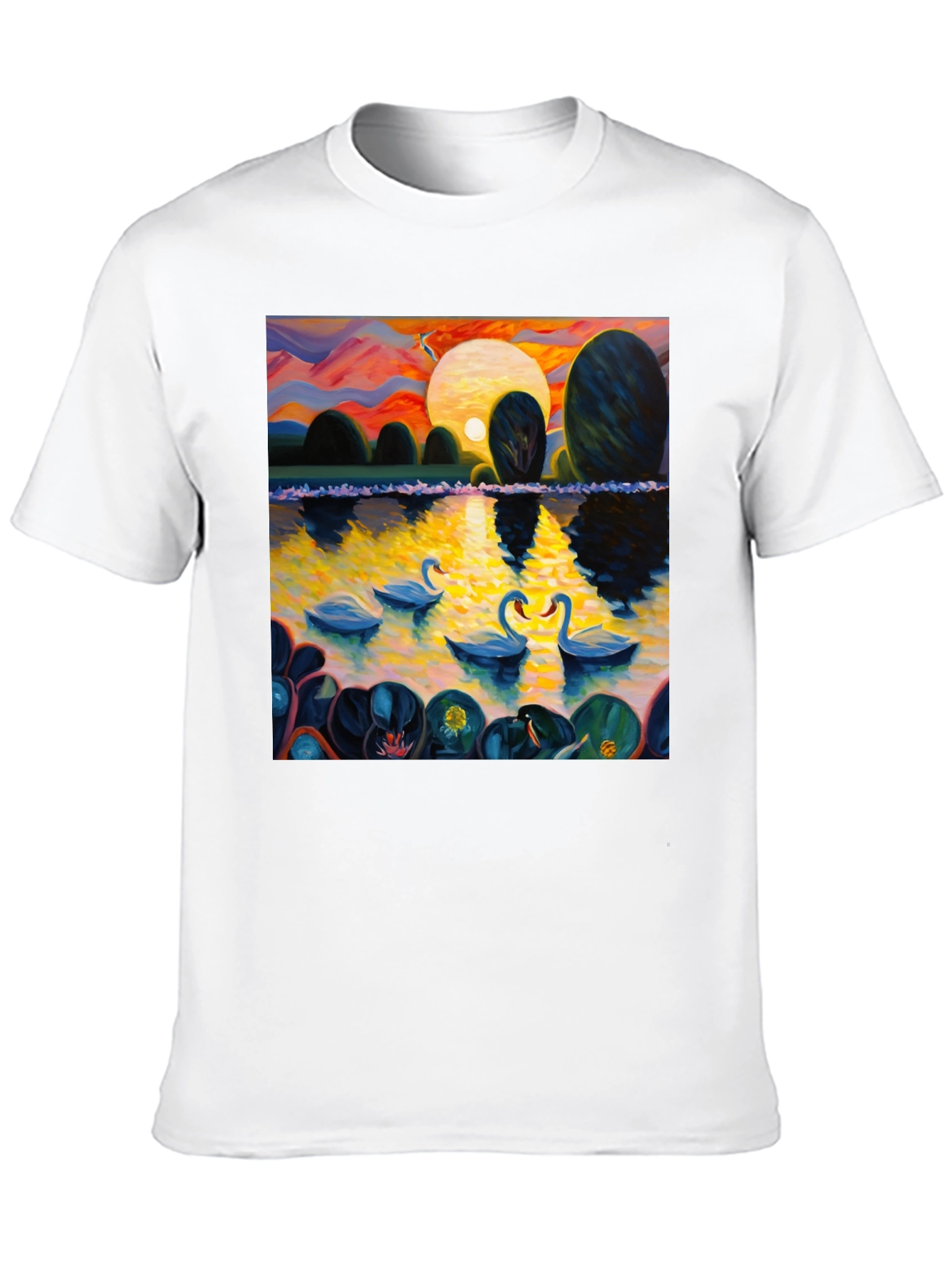 Swan Lake Art Print Graphic Tee - Black