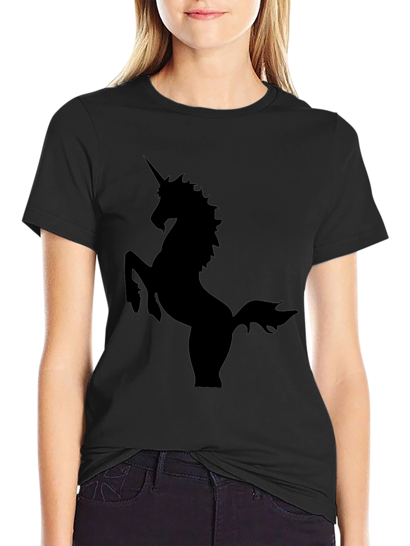 Unicorn Silhouette Black Tee - Stylish Graphic Print