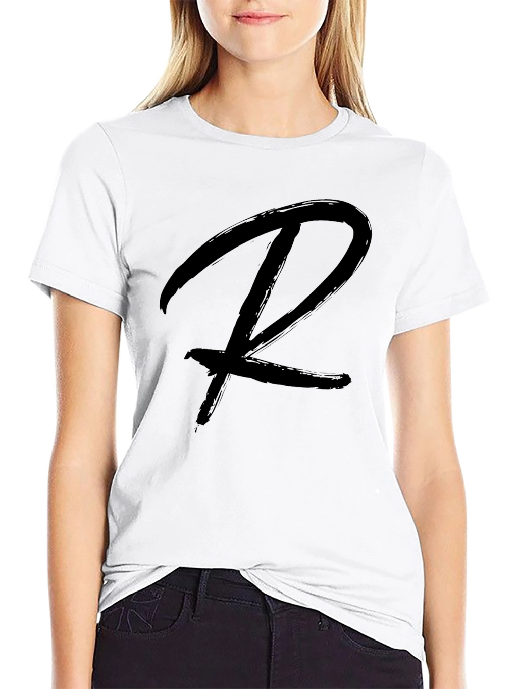 Mens Black T-Shirt with Bold R Design