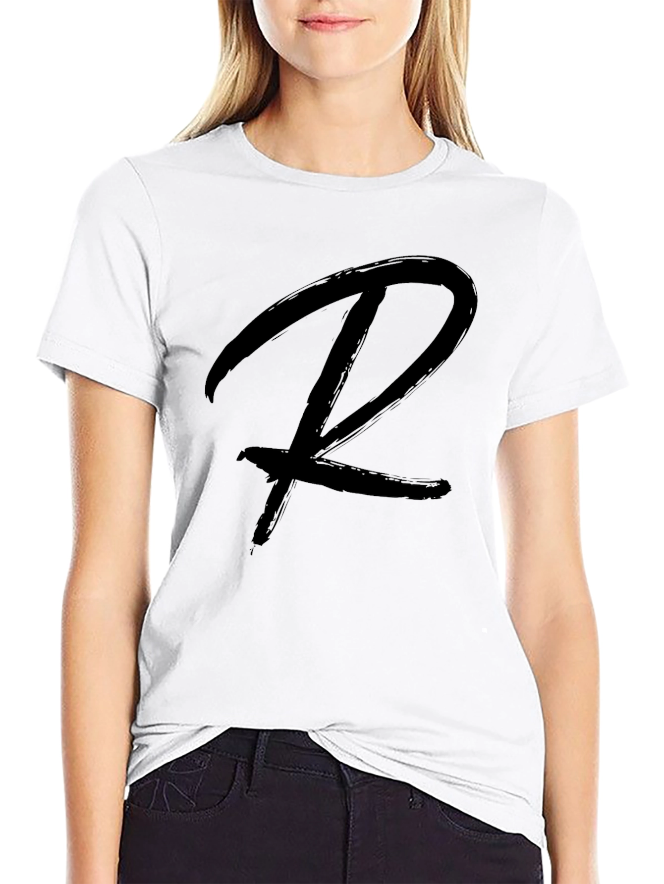 Mens Black T-Shirt with Bold R Design